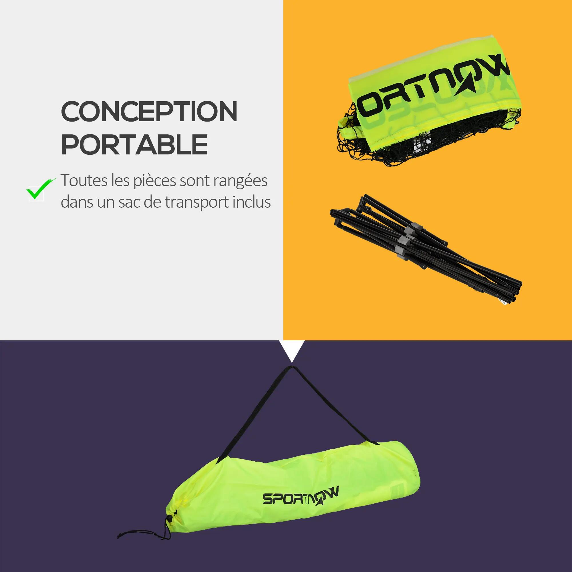 Filet de badminton réglable H.107-155 cm sac inclus jaune fluo 5/5