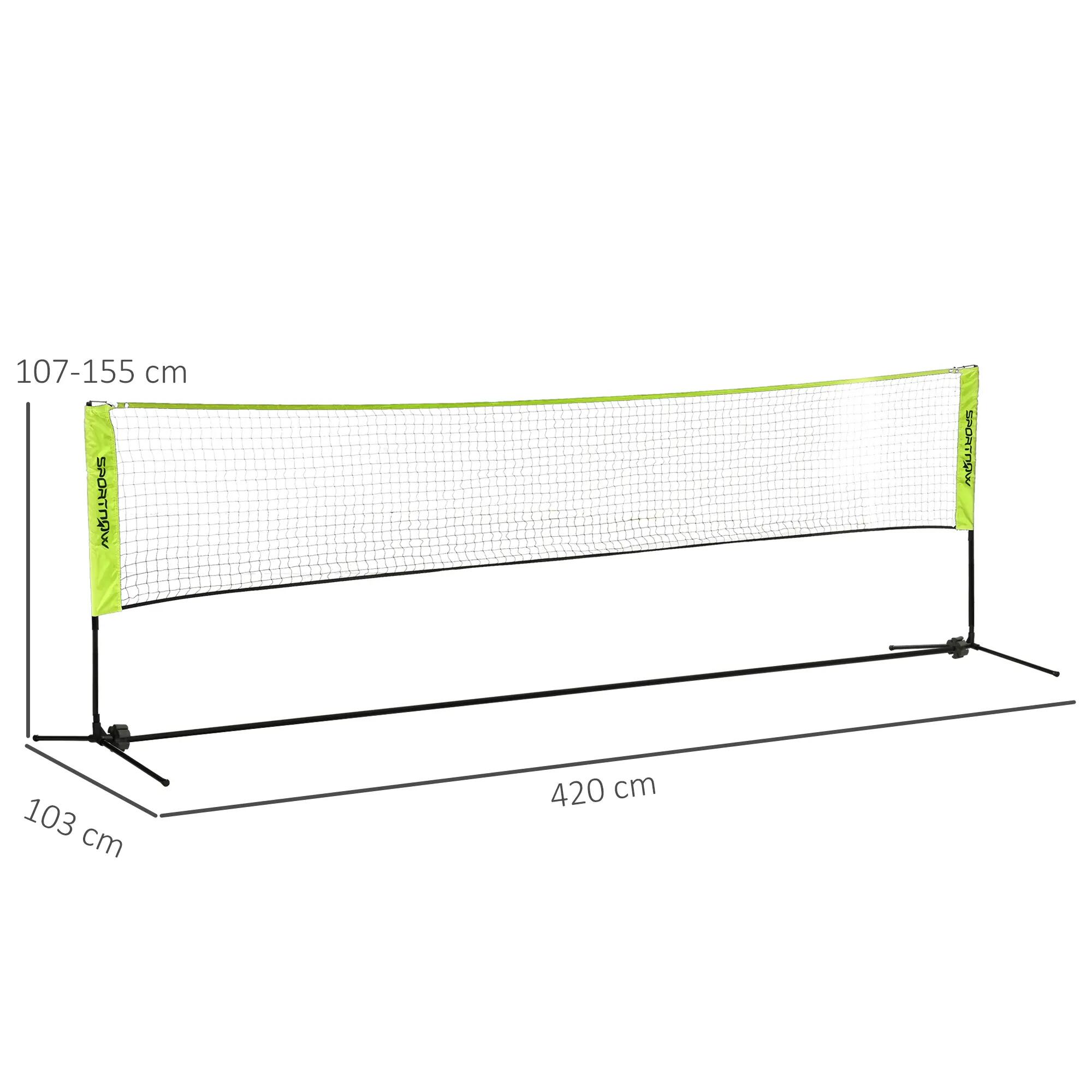 Filet de badminton réglable H.107-155 cm sac inclus jaune fluo 3/5