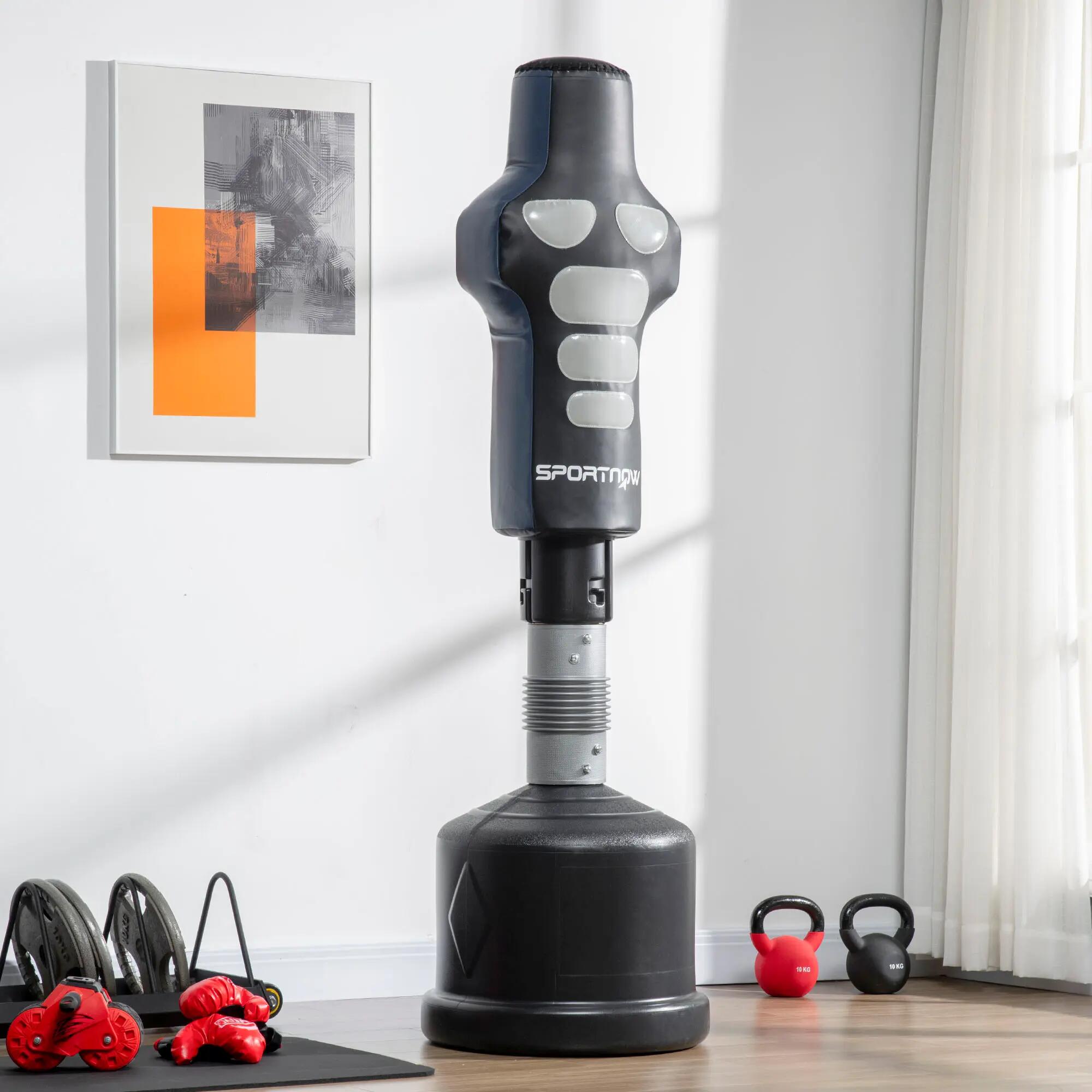 Mannequin de boxe, autoportant, réglable en hauteur, base lestée, cuir synthétiq 4/9