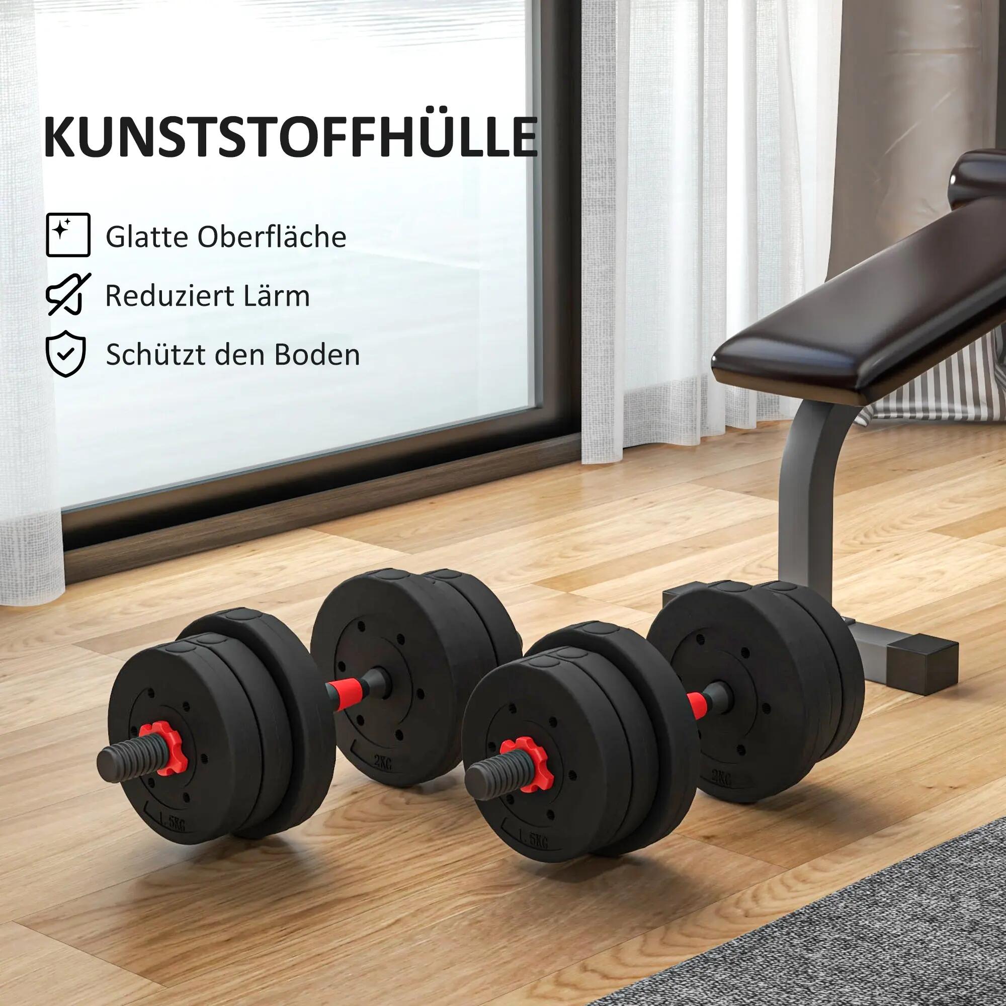 Ensemble d'haltères 2 en 1 : barre courte réglable de 20 kg et haltères professi 9/9