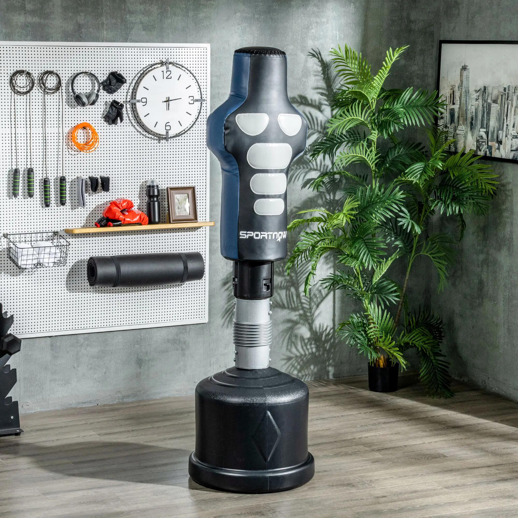Mannequin de boxe, autoportant, réglable en hauteur, base lestée, cuir synthétiq 3/9