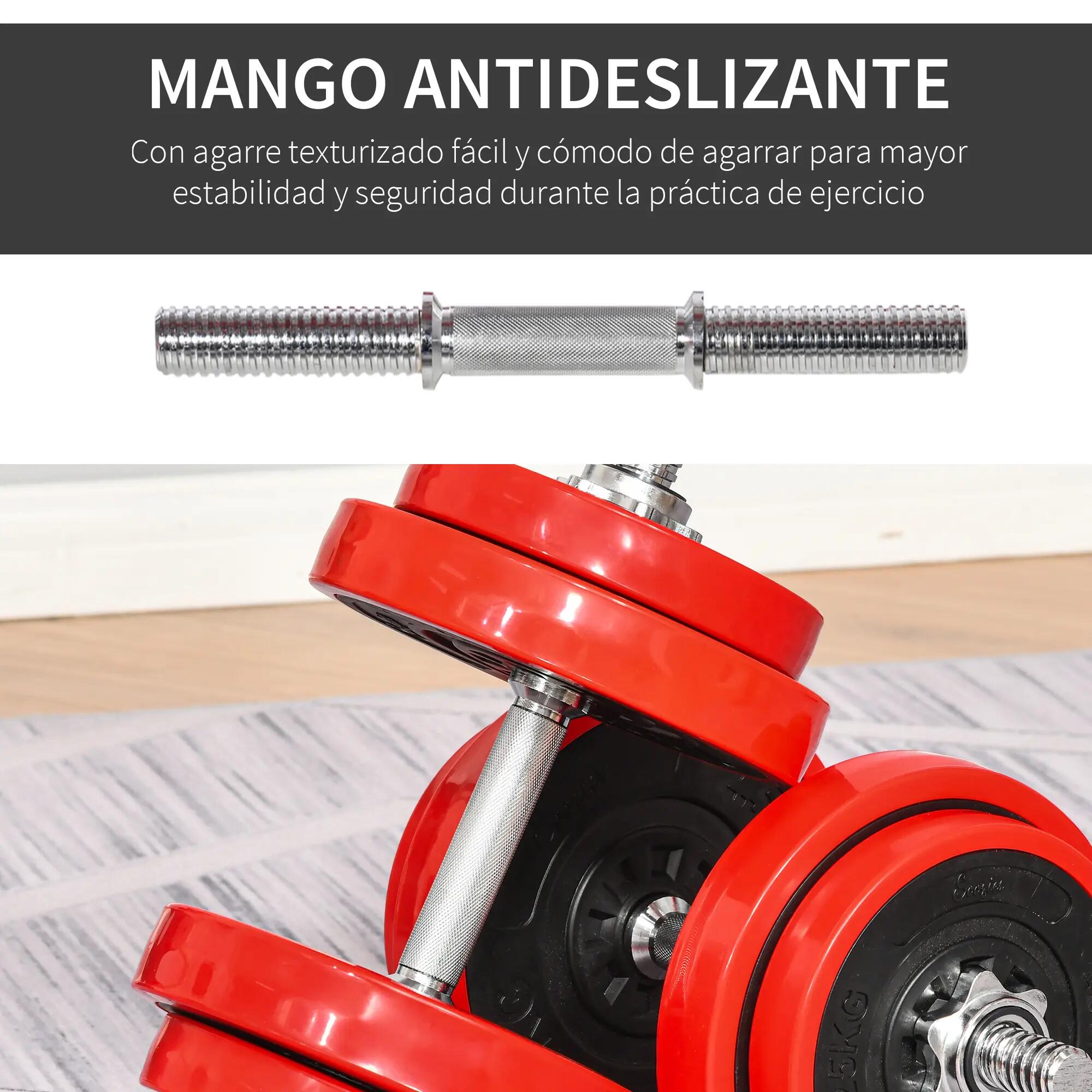 Haltères réglables de 20 kg, 2 en 1, avec 8 disques de poids, 2 barres et une ma 8/9