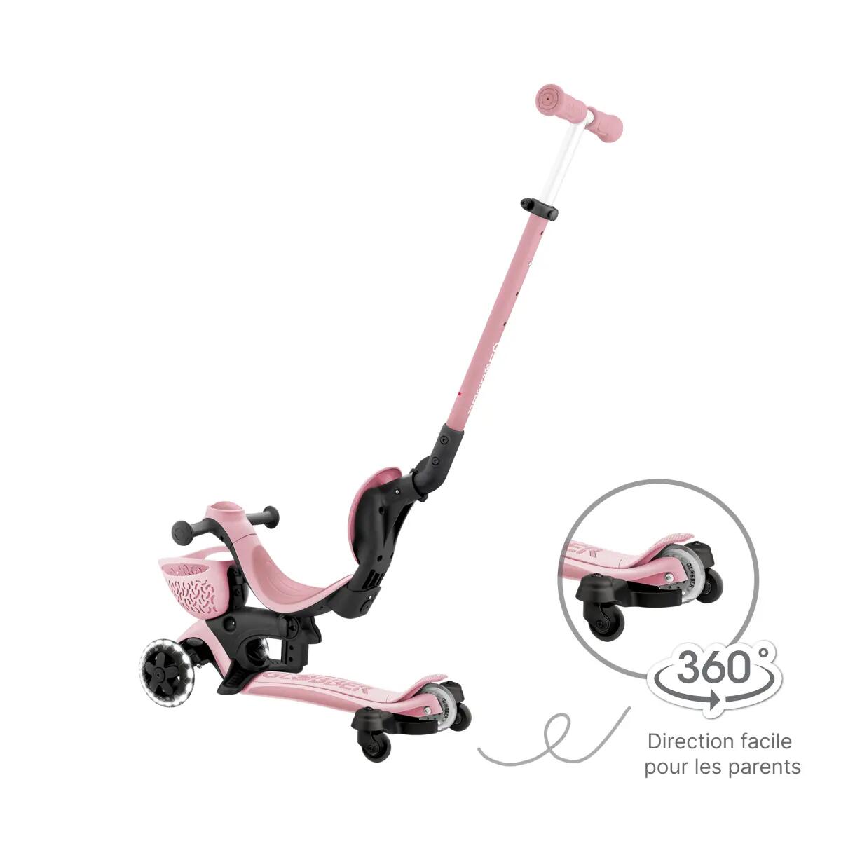 Trottinette évolutive GO-UP BABY LIGHTS 360 - Rose pastel 3/6