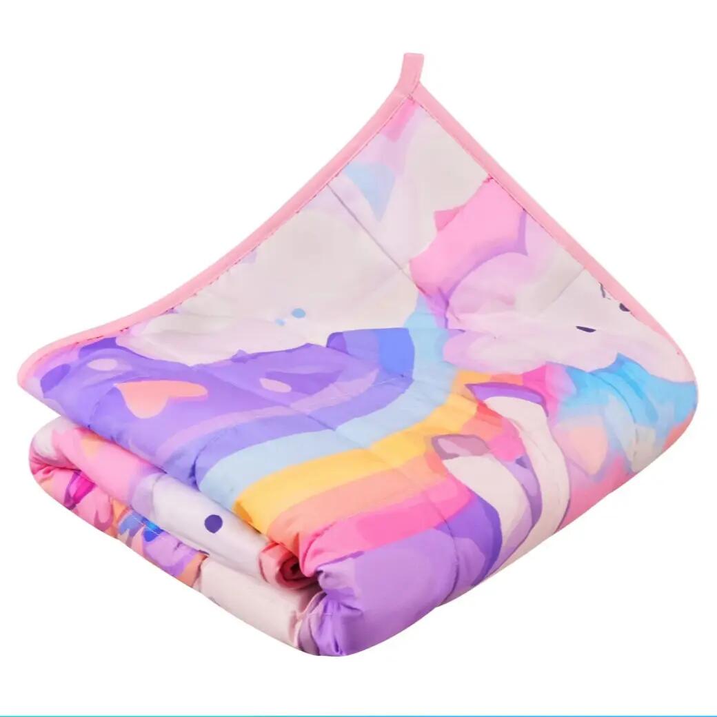 Patura senzoriala copii, 4 kg, 150 x 100 cm, 7 straturi, unicorni curcubeu 8/13