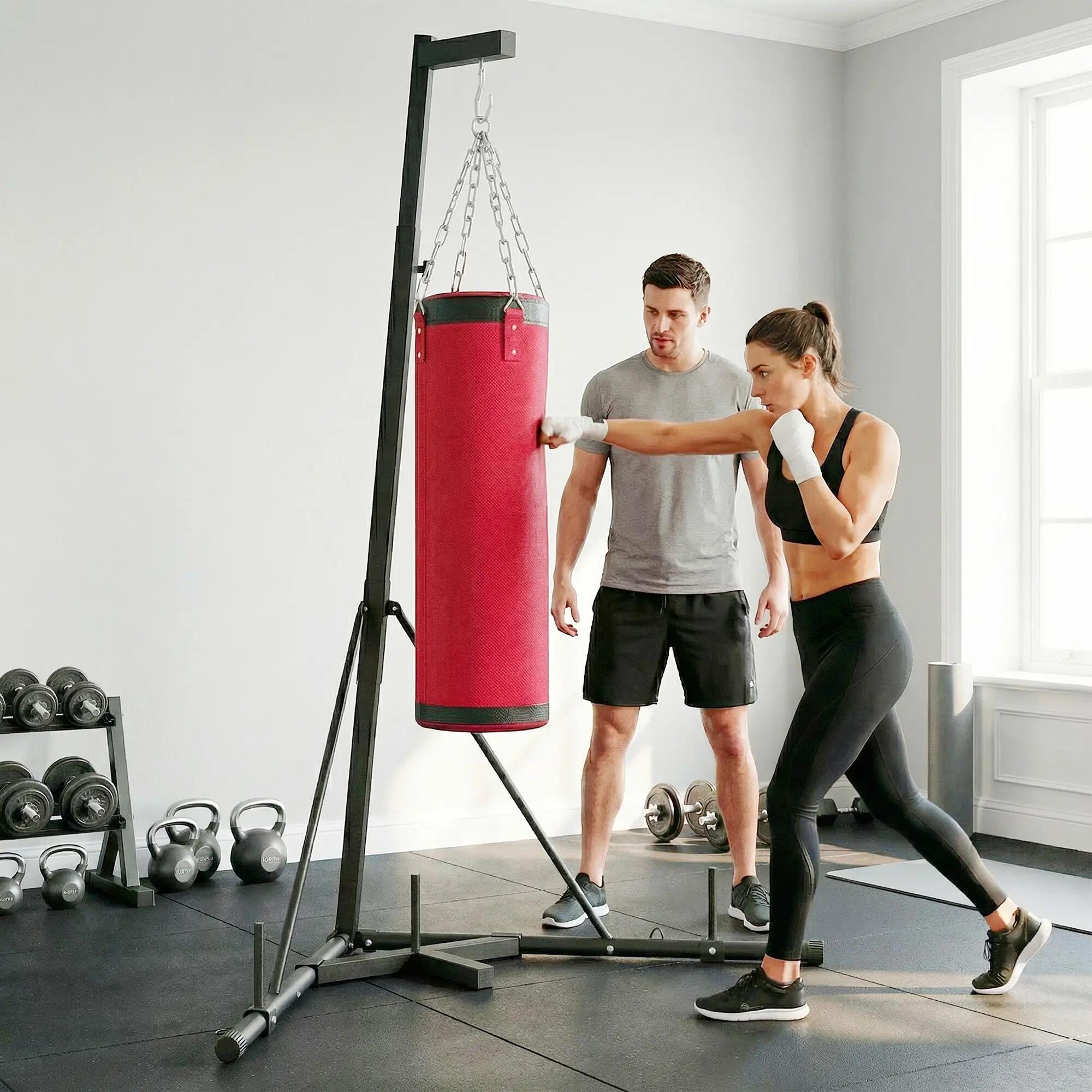 Support Sac de Frappe Autoportant avec Sac de Frappe et Base Lesté Réglable en H 7/8