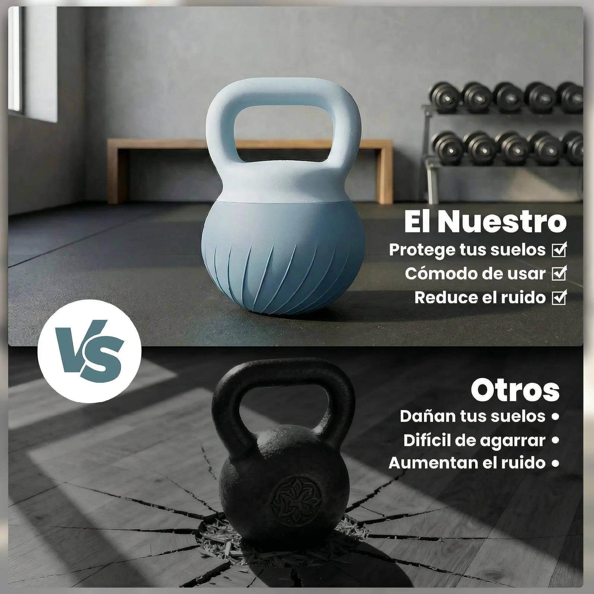 Kettlebell de 6 kg rempli de sable métallique et doté d'une poignée antidérapant 9/9