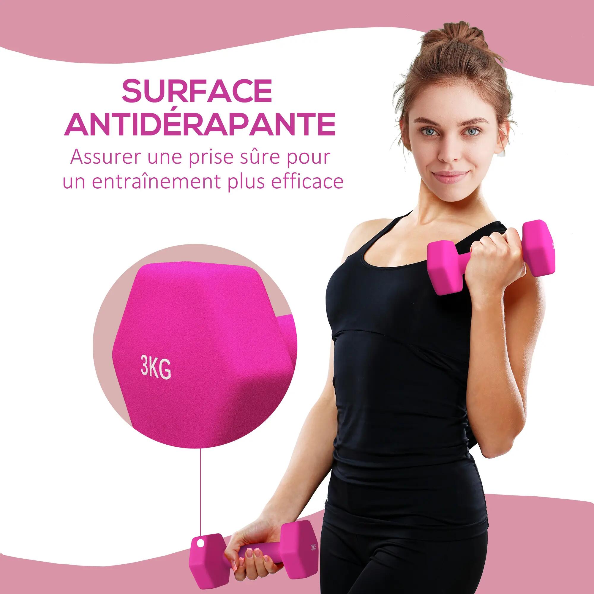 Lot de 2 haltères hexagonales avec poignée antidérapante pour l'entraînement à l 8/9