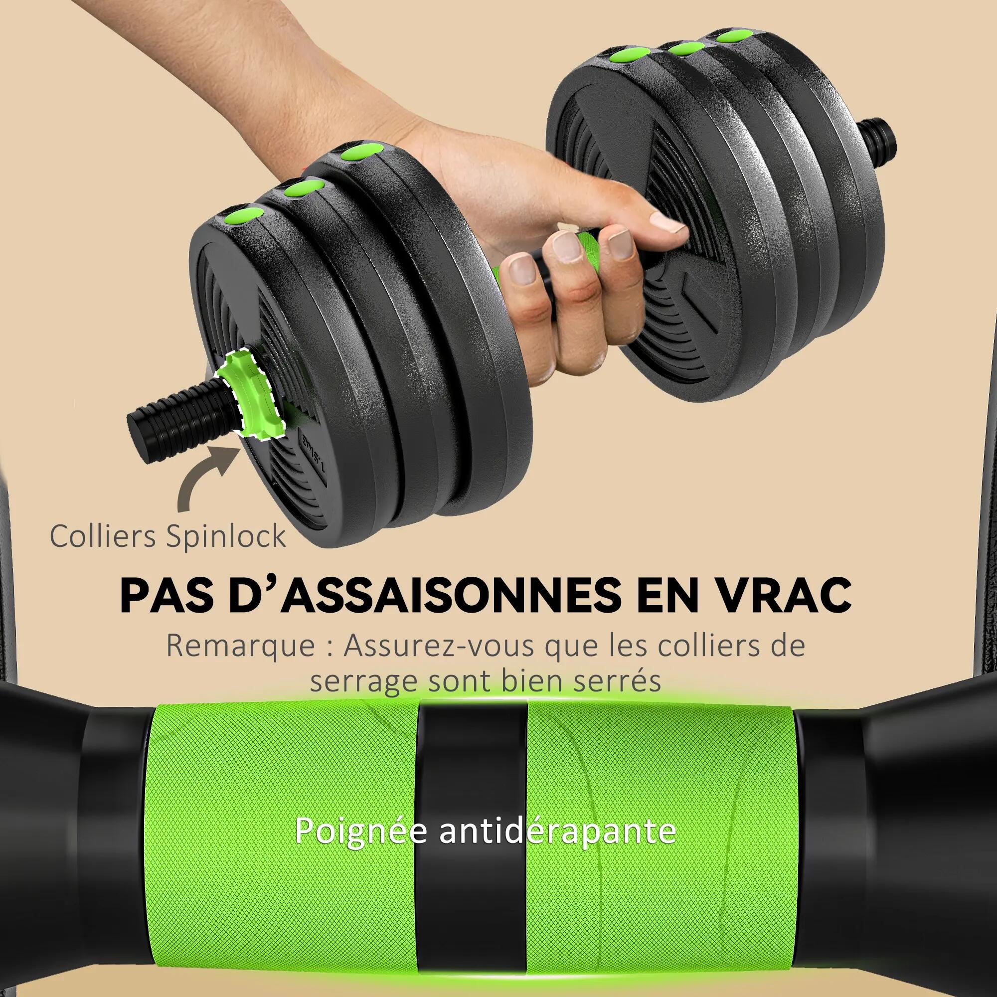 Kit haltères musculation haltères réglables 20 kg 3 en 1, ensemble de poids régl 8/9
