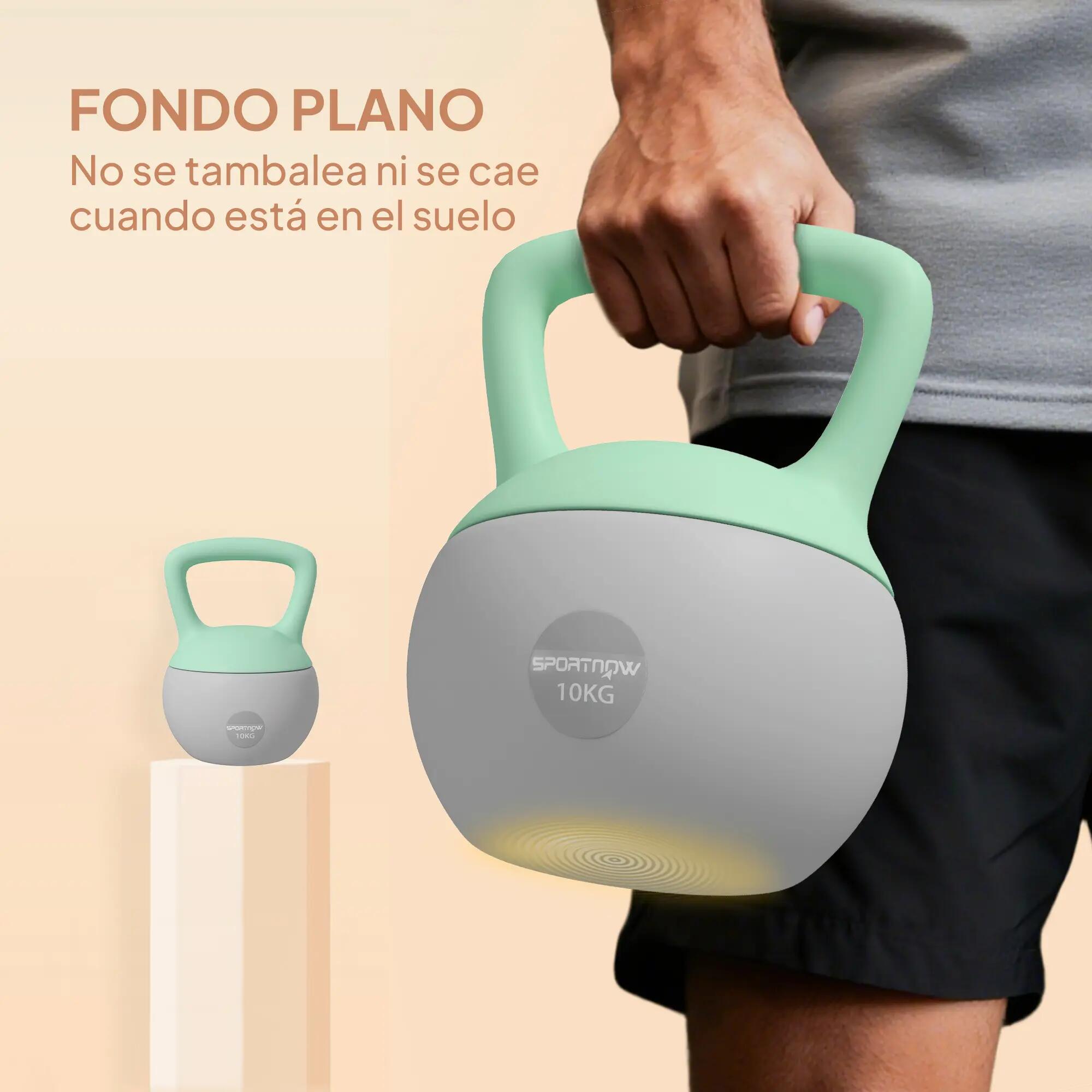 Kettlebell de 10 kg, lestée de sable, avec poignée métallique antidérapante pour 8/9