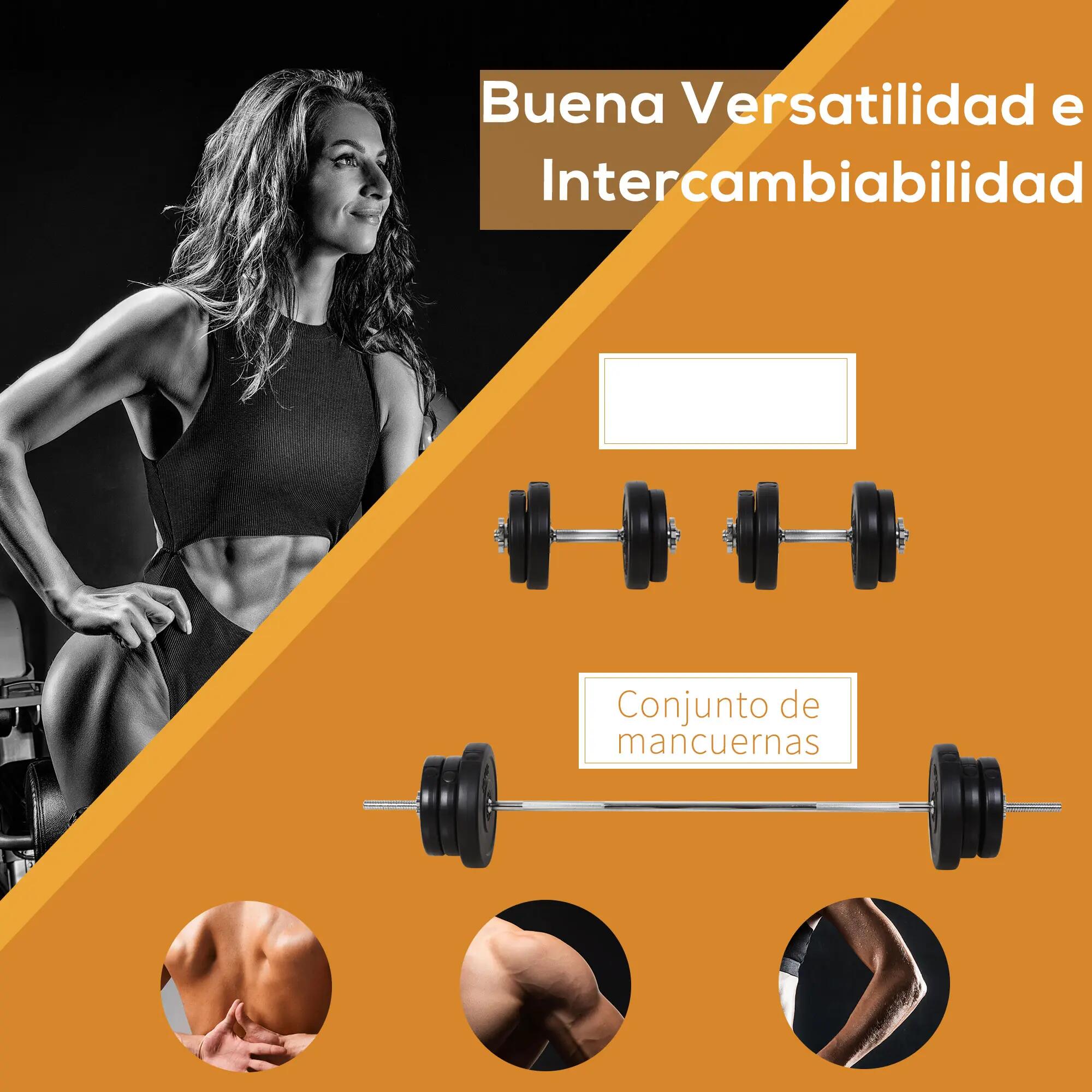 Kit de musculation de 55 kg avec haltères et barre, poids ajustables 2 en 1 avec 8/9