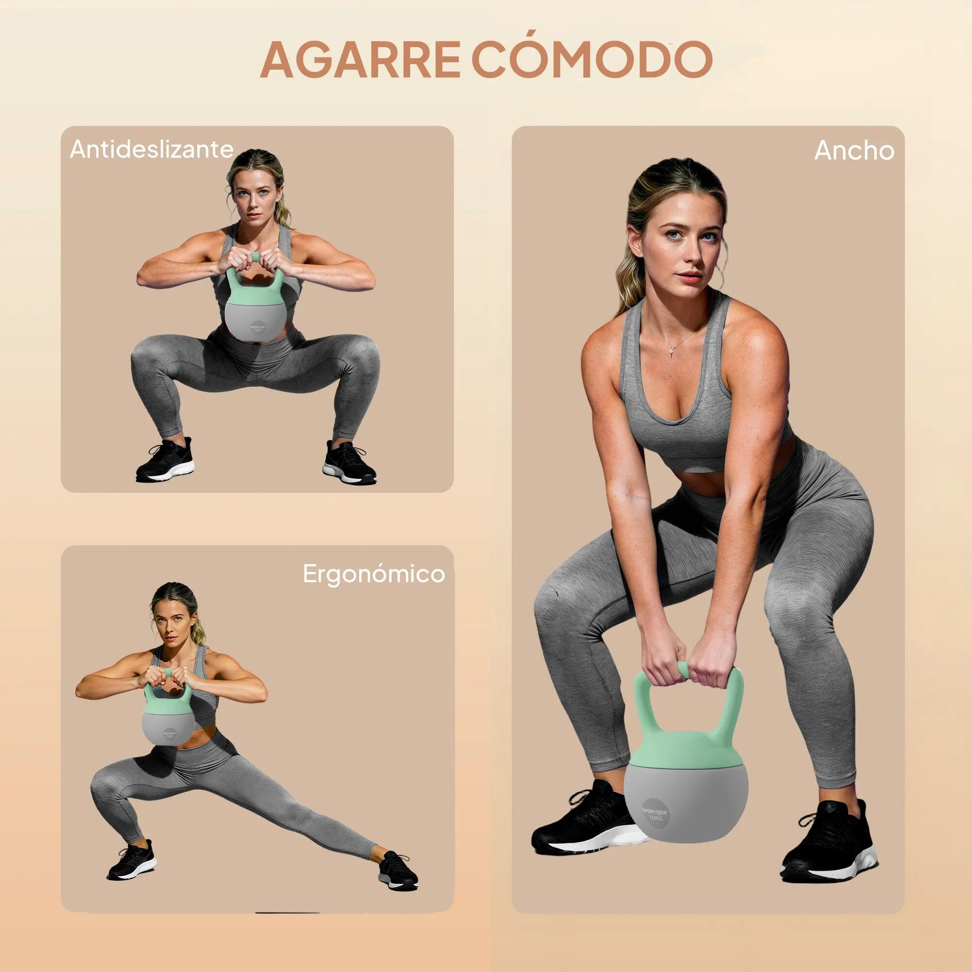 Kettlebell de 10 kg, lestée de sable, avec poignée métallique antidérapante pour 7/9