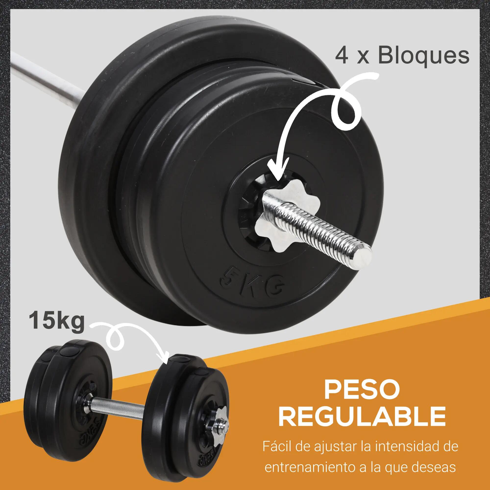 Kit de musculation de 55 kg avec haltères et barre, poids ajustables 2 en 1 avec 7/9