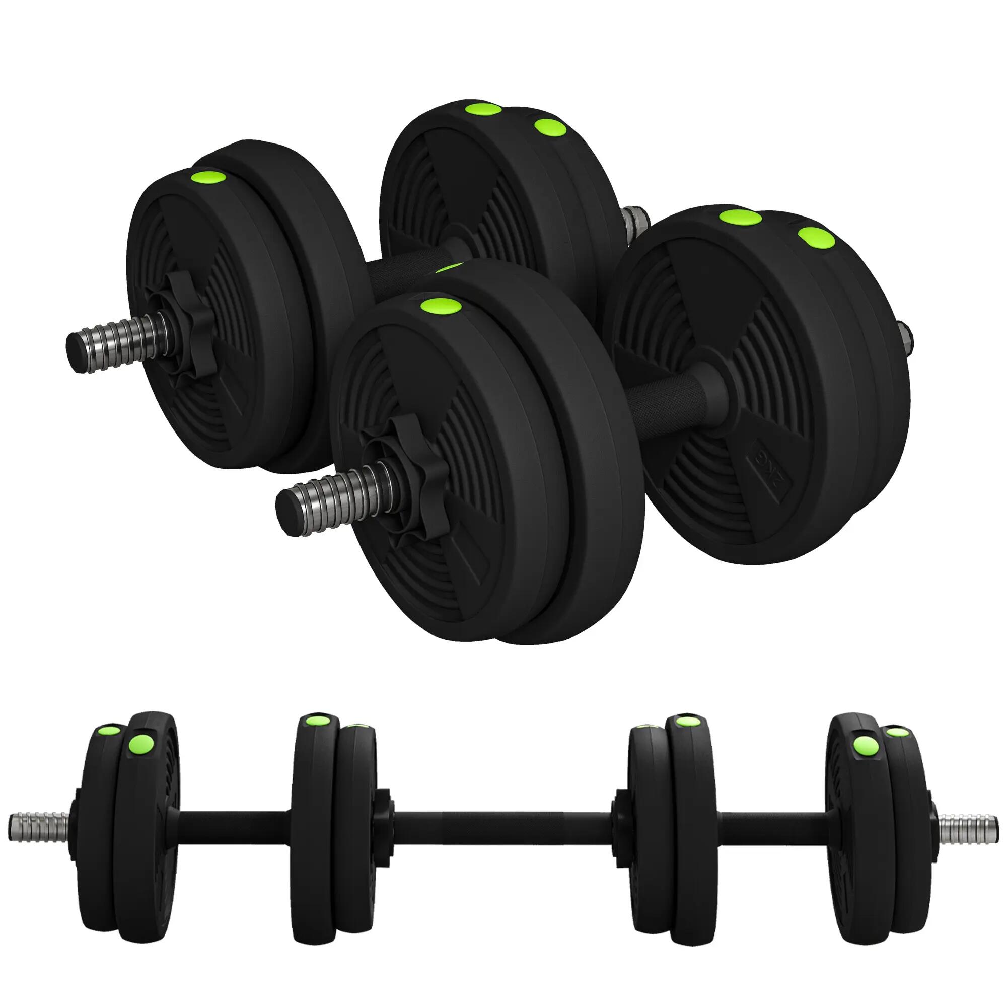 Haltères 2 en 1 réglables - haltères libres 15 Kg - barres incluses 1/5