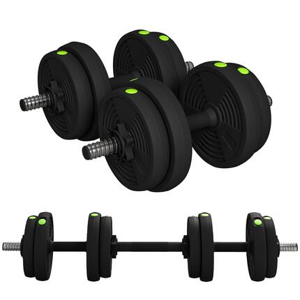 Haltères 2 en 1 réglables - haltères libres 15 Kg - barres incluses