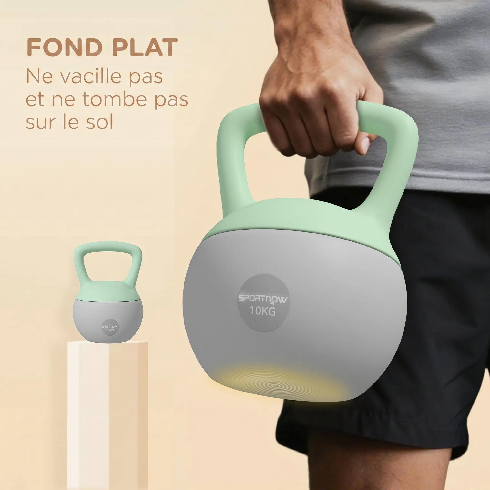 Kettlebell 10kg Haltère avec Poignée Antidérapante pour Fitness Musculation Card 8/9