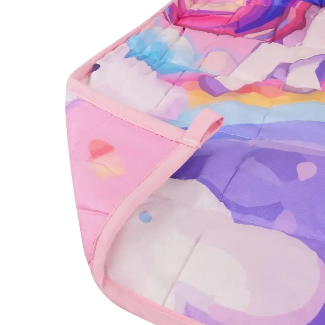 Patura senzoriala copii, 4 kg, 150 x 100 cm, 7 straturi, unicorni curcubeu 11/13