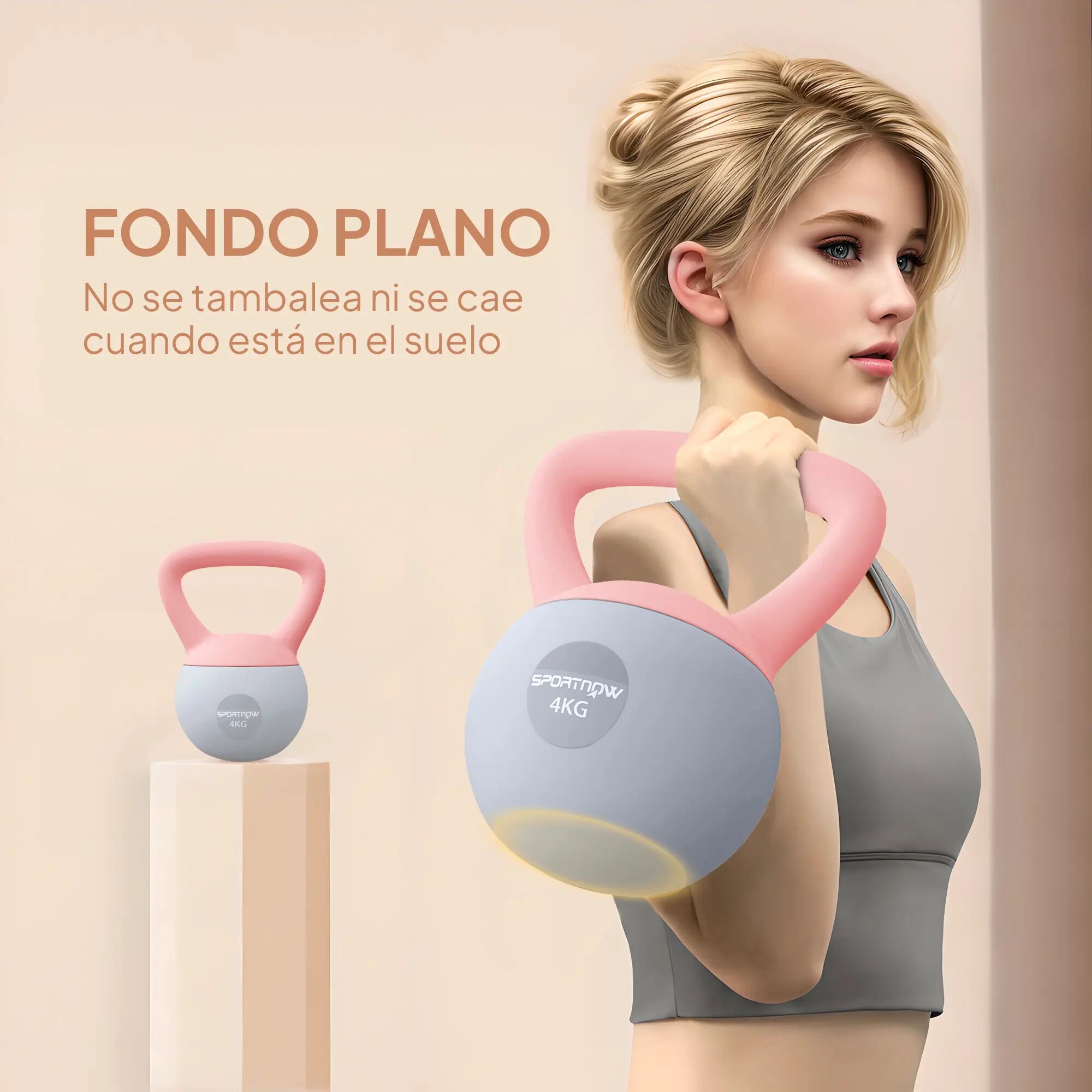 Kettlebell de 4 kg rempli de sable métallique et doté d'une poignée antidérapant 8/9
