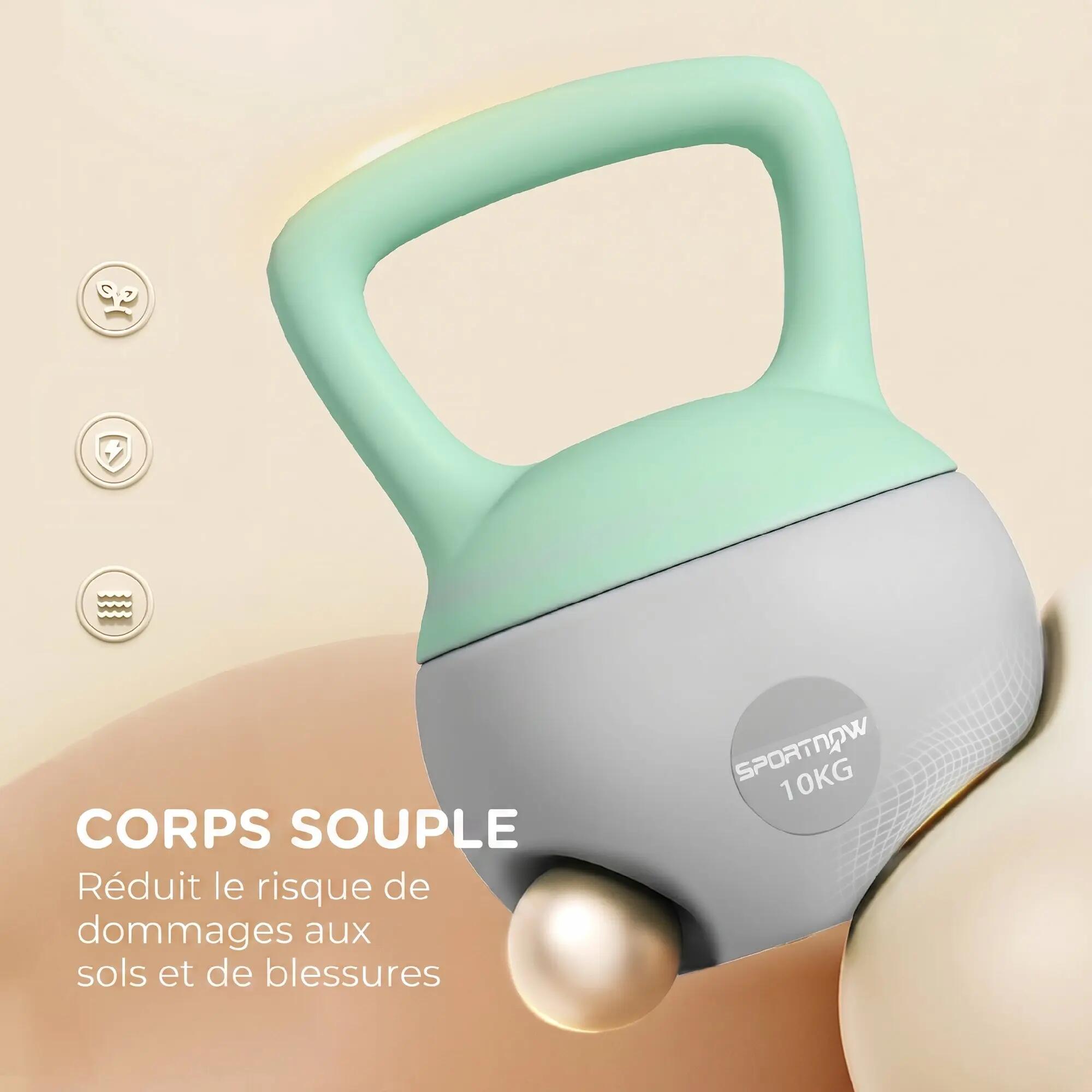 Kettlebell 10kg Haltère avec Poignée Antidérapante pour Fitness Musculation Card 6/9