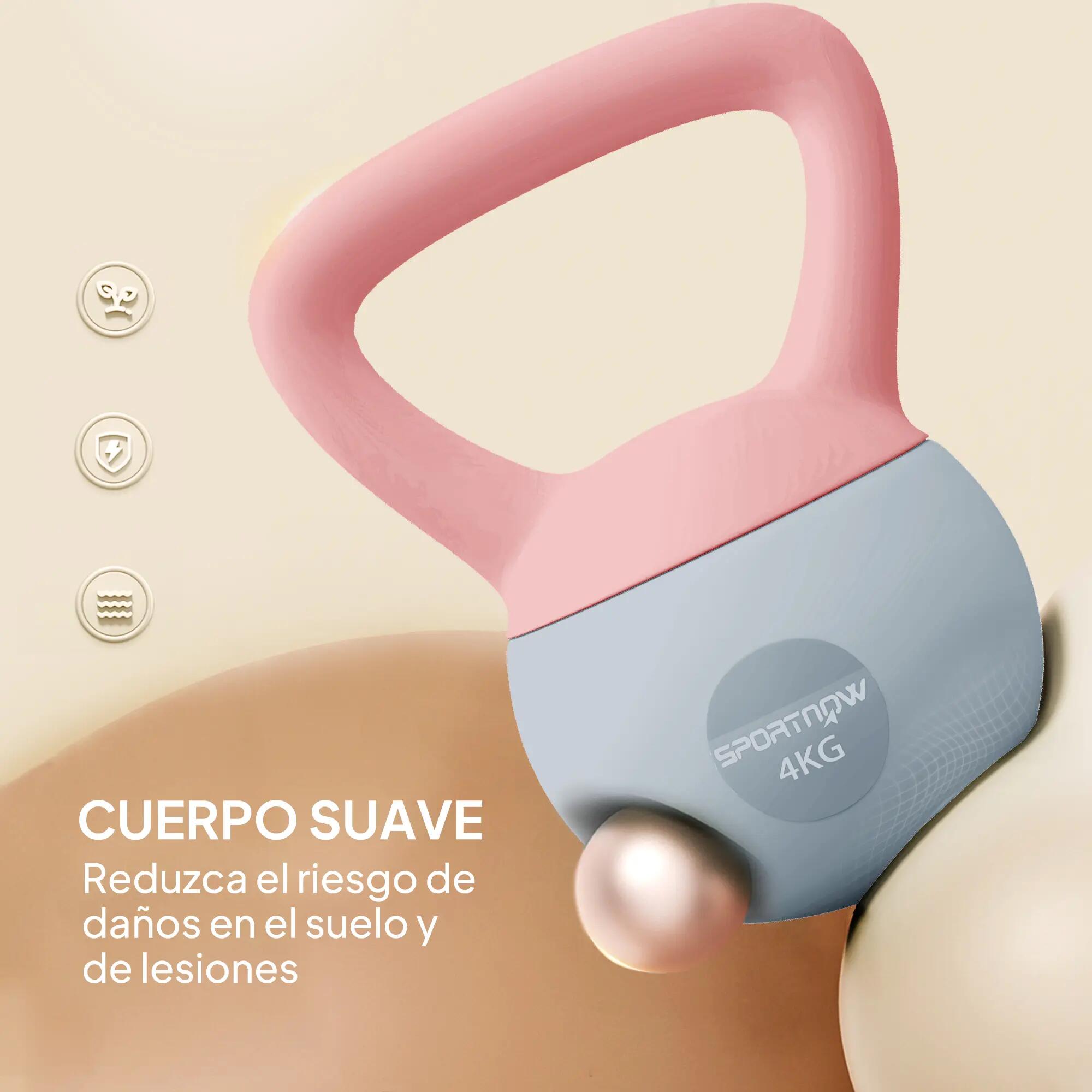 Kettlebell de 4 kg rempli de sable métallique et doté d'une poignée antidérapant 6/9