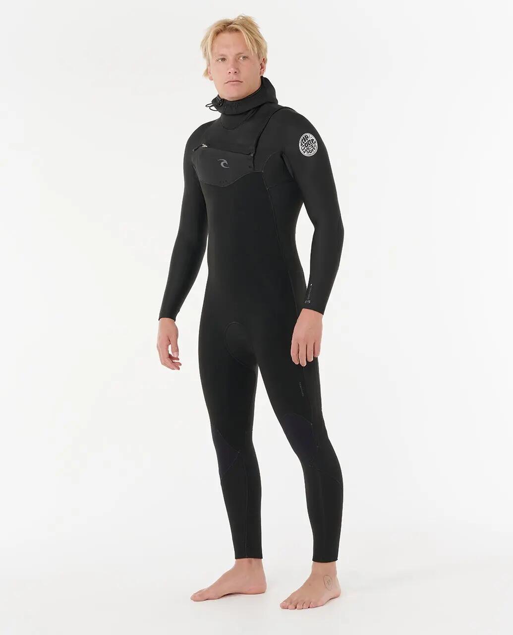 Surfwetsuit Heren Dawn Patrol 6/4 mm met capuchon met borstrits - Noir 2/6