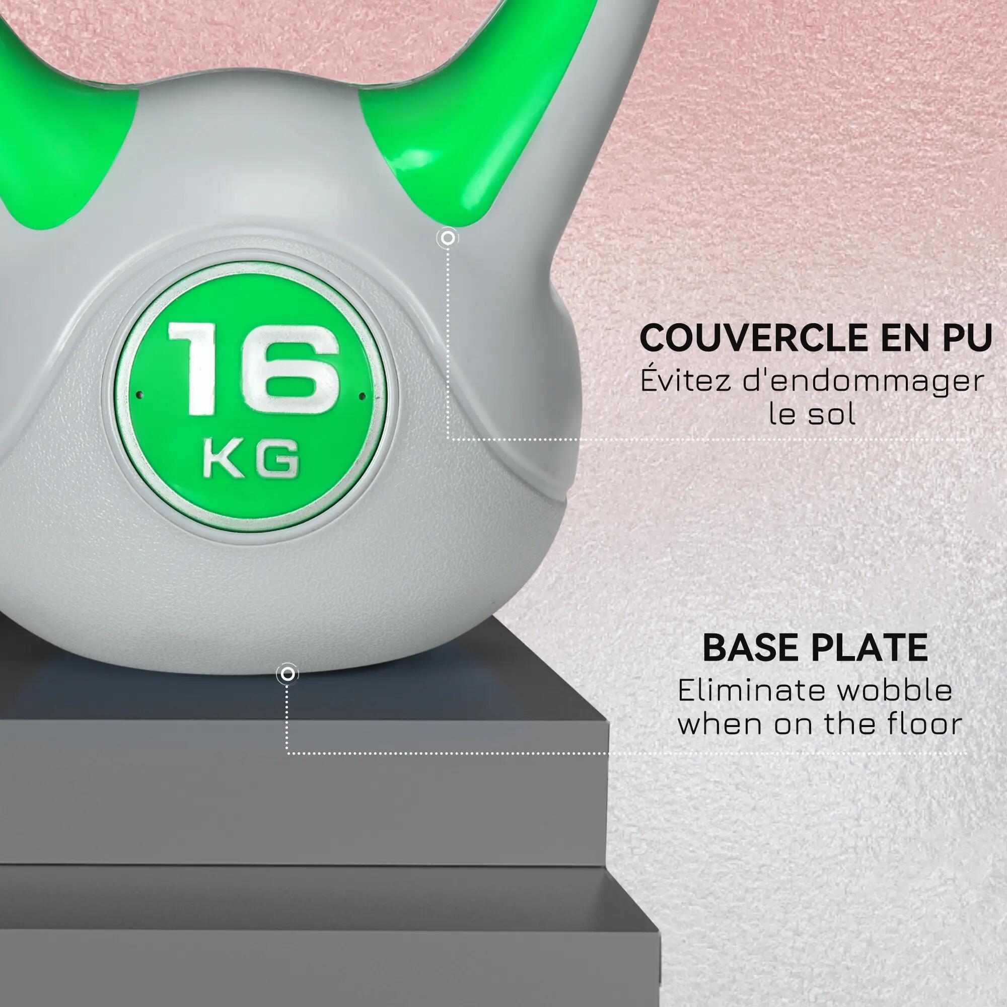 Kettlebell 16 kg, Haltère avec Poignée Ergonomique, Haltère à Boule, Musculation 8/9