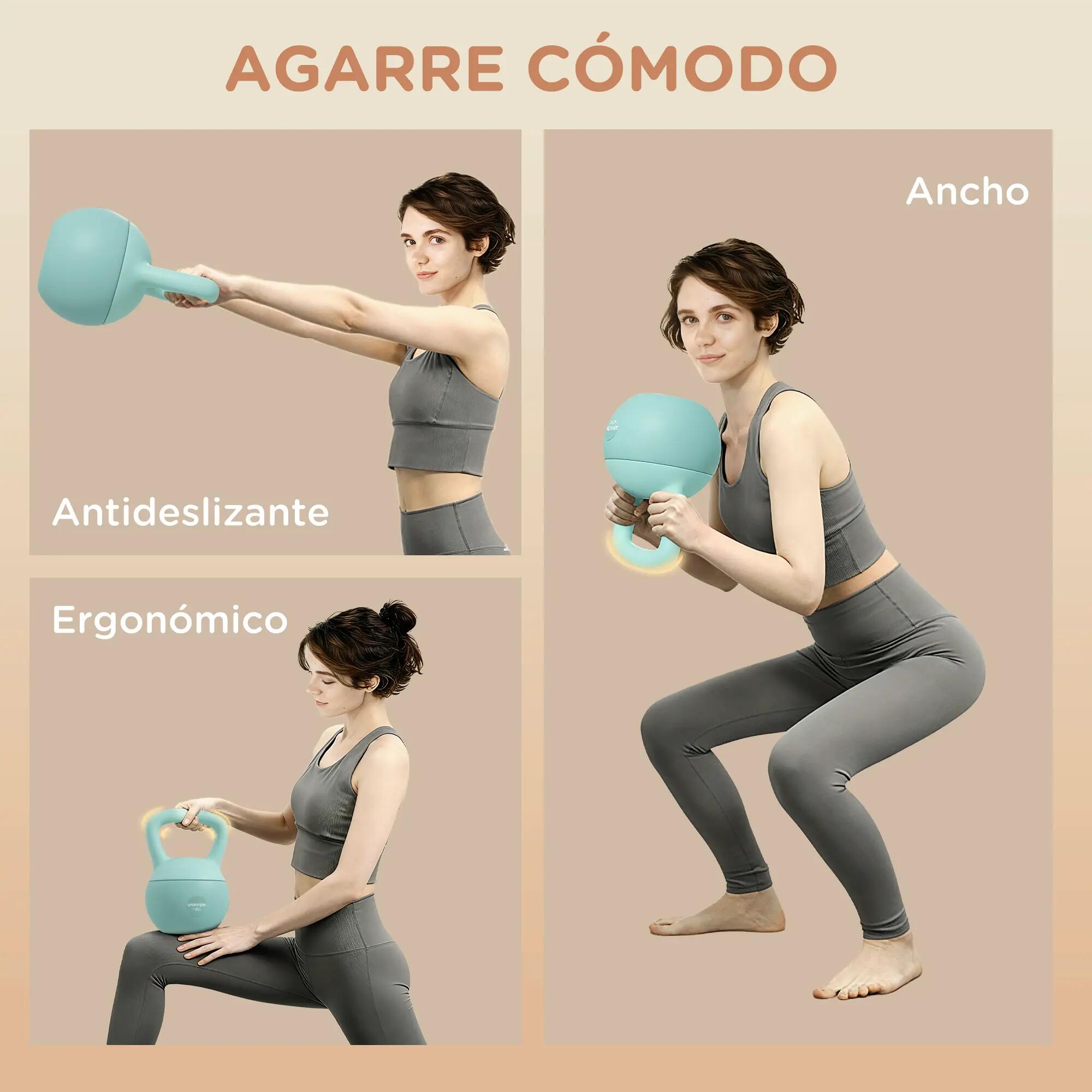 Kettlebell de 4 kg rempli de sable métallique avec poignée antidérapante pour l' 7/9