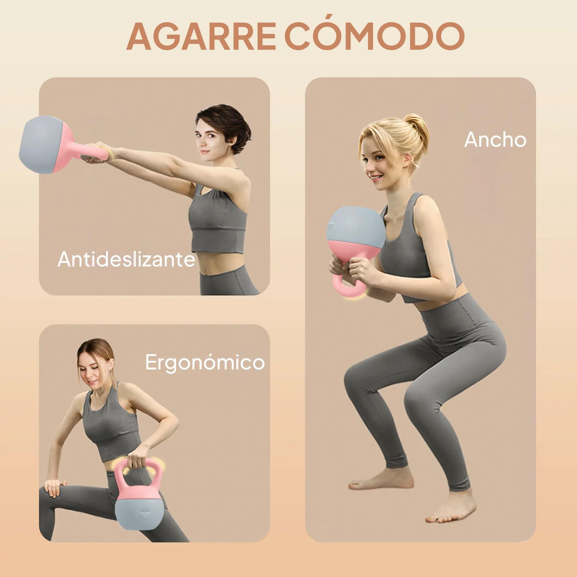 Kettlebell de 6 kg rempli de sable métallique et doté d'une poignée antidérapant 7/9