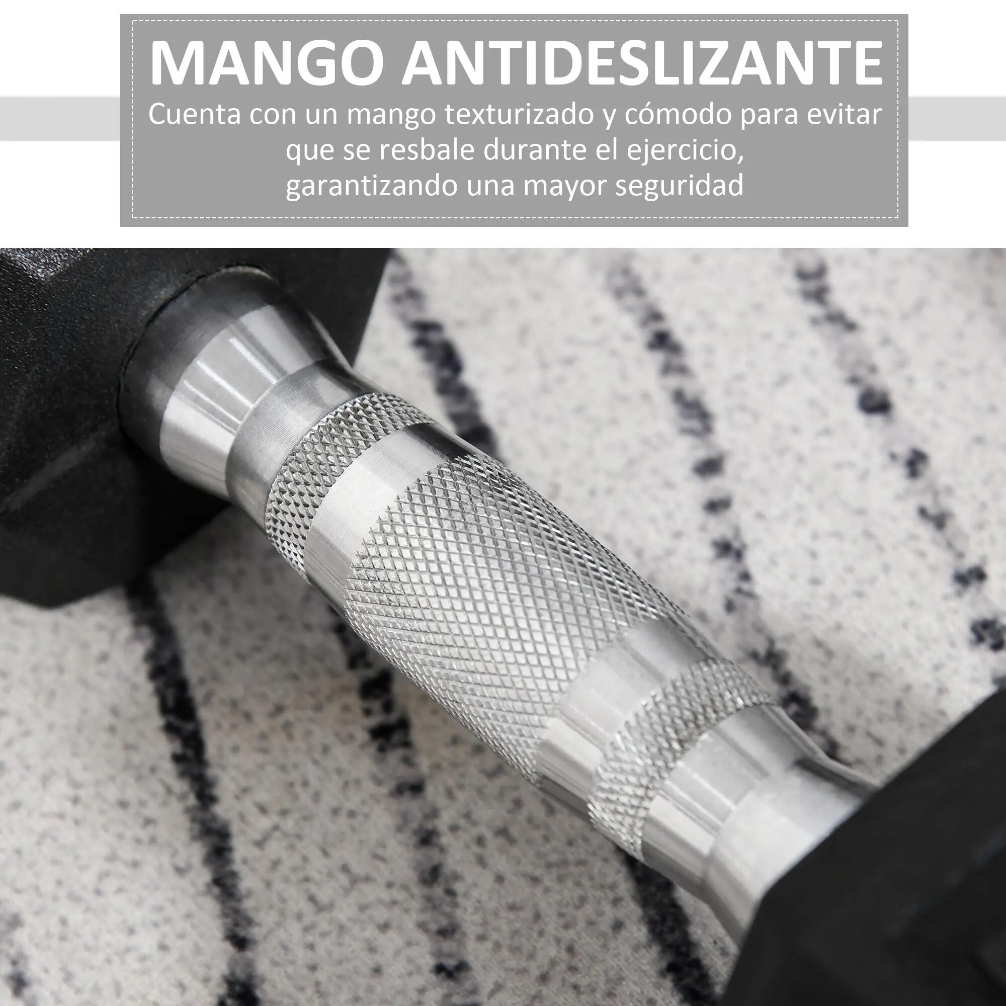 Kit d'entraînement de fitness comprenant 2 haltères hexagonales de 5 kg avec bar 7/9