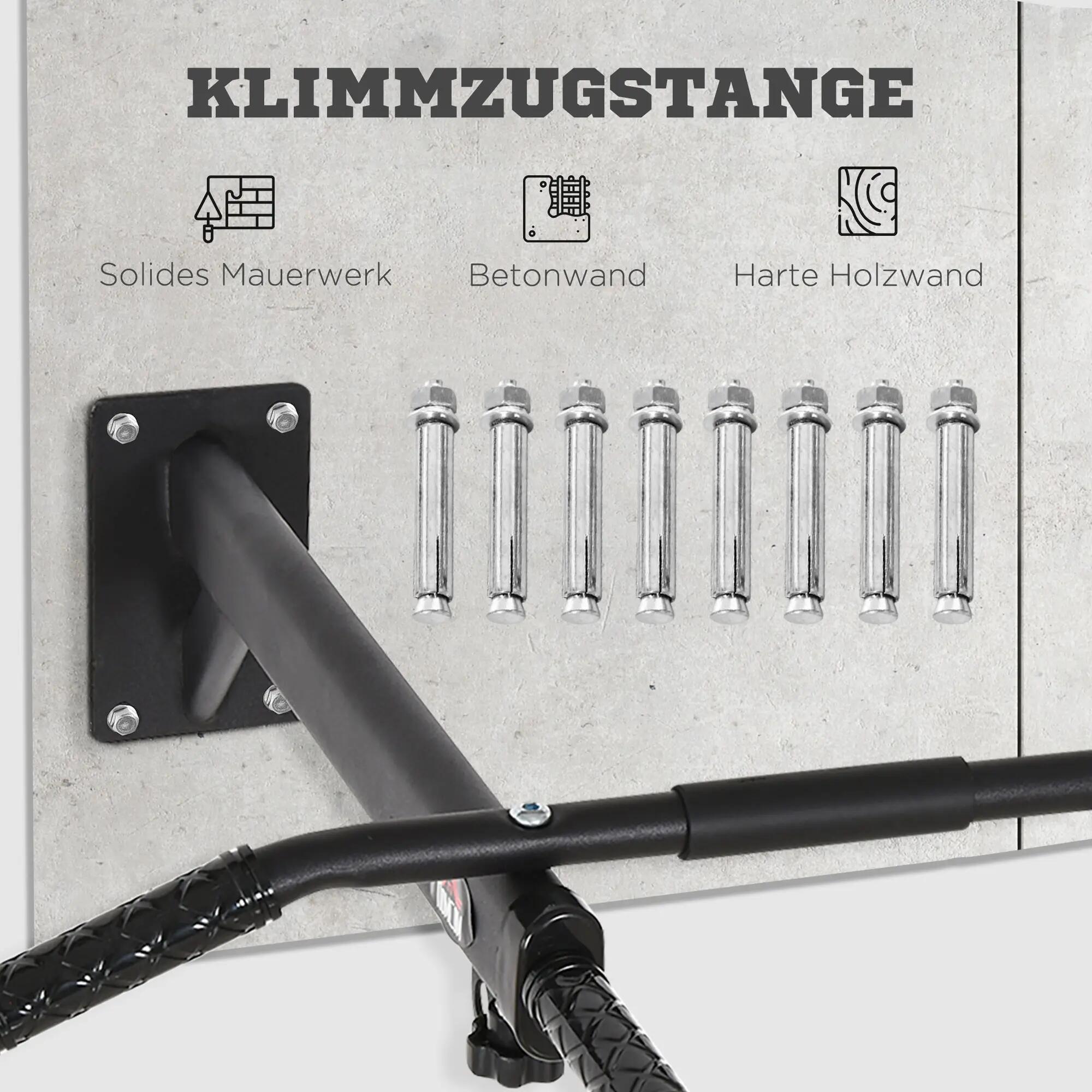 Barre de traction murale ou au plafond, capacité de charge jusqu'à 150 kg, barre 8/9