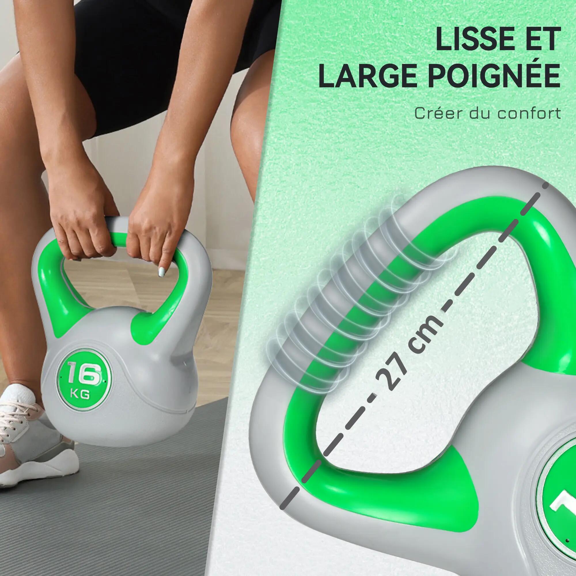Kettlebell 16 kg, Haltère avec Poignée Ergonomique, Haltère à Boule, Musculation 6/9