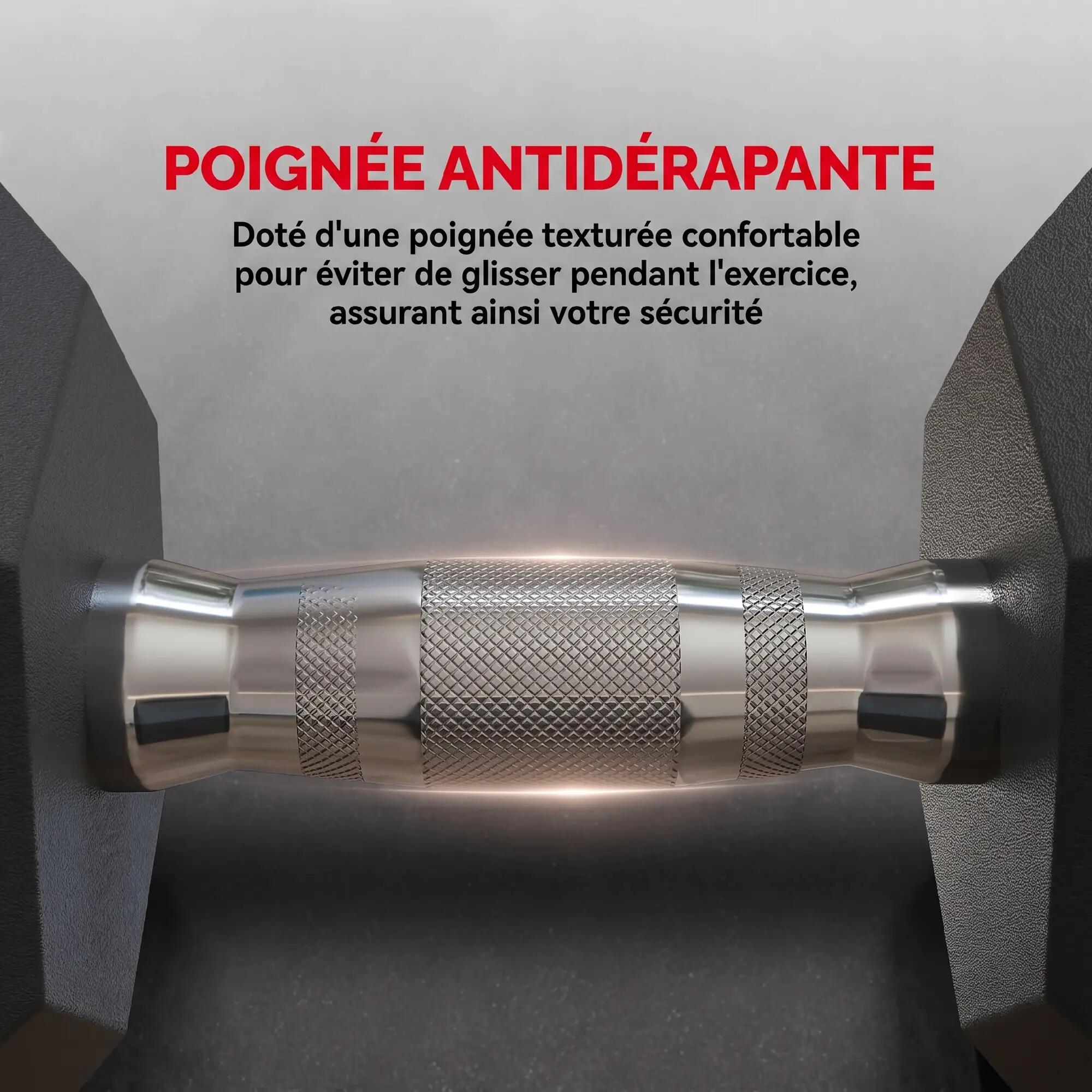 Lot de 2 haltères courtes hexagonales - total 8 Kg - métal caoutchouc noir 5/5