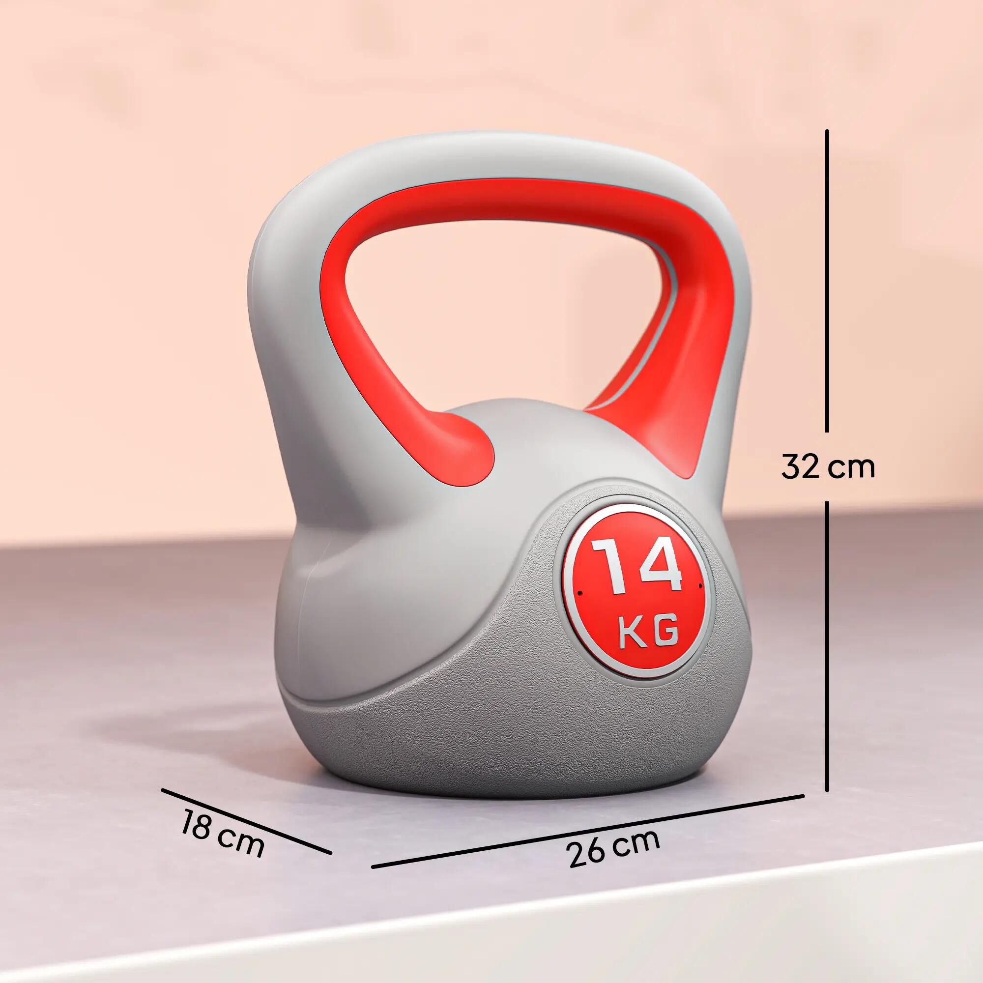 Kettlebell 14 Kg - haltère boule - poignée ergonomique - PU gris rouge 3/5
