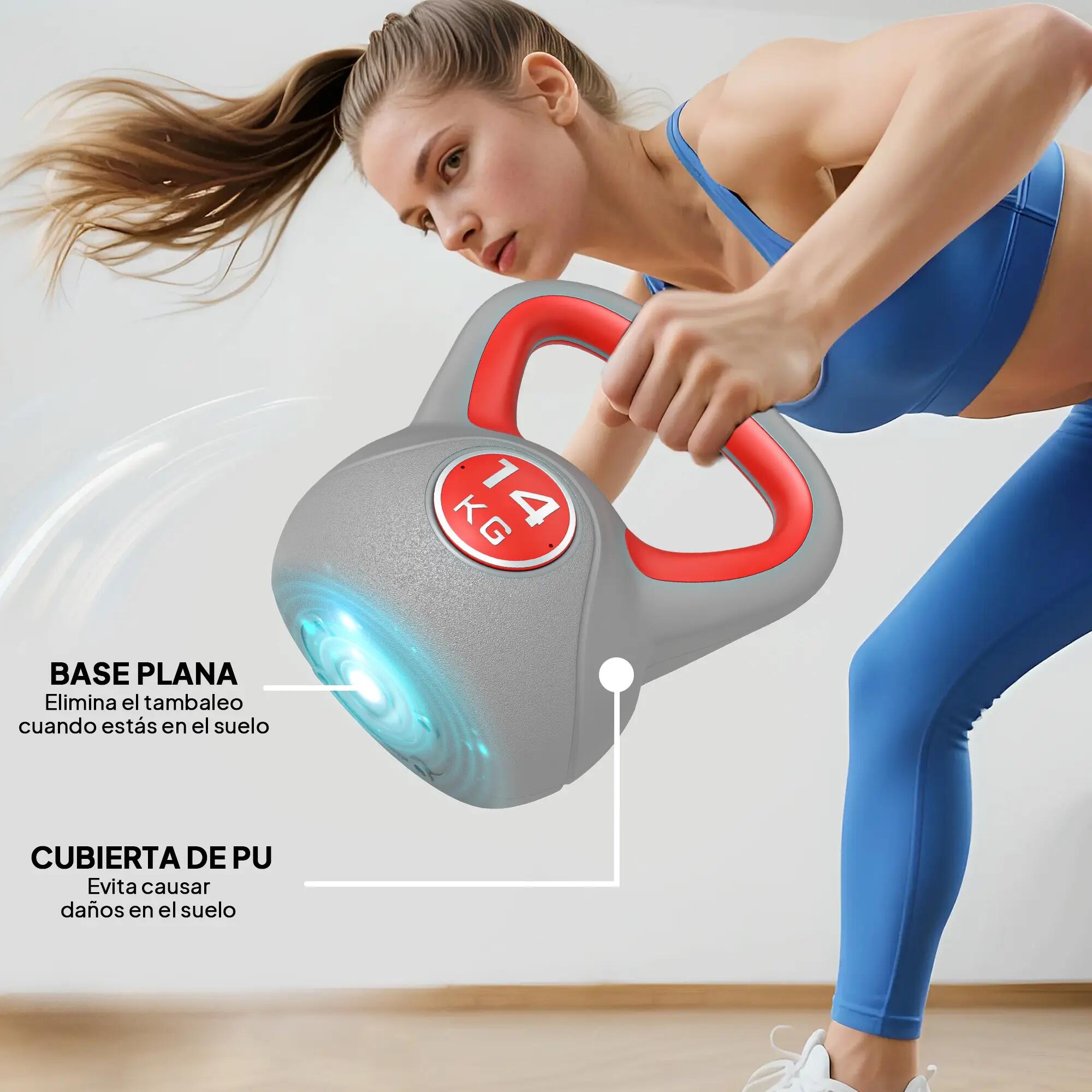 Kettlebell 14 kg, revêtement PU et remplissage de sable pour musculation, 26 x 1 8/9