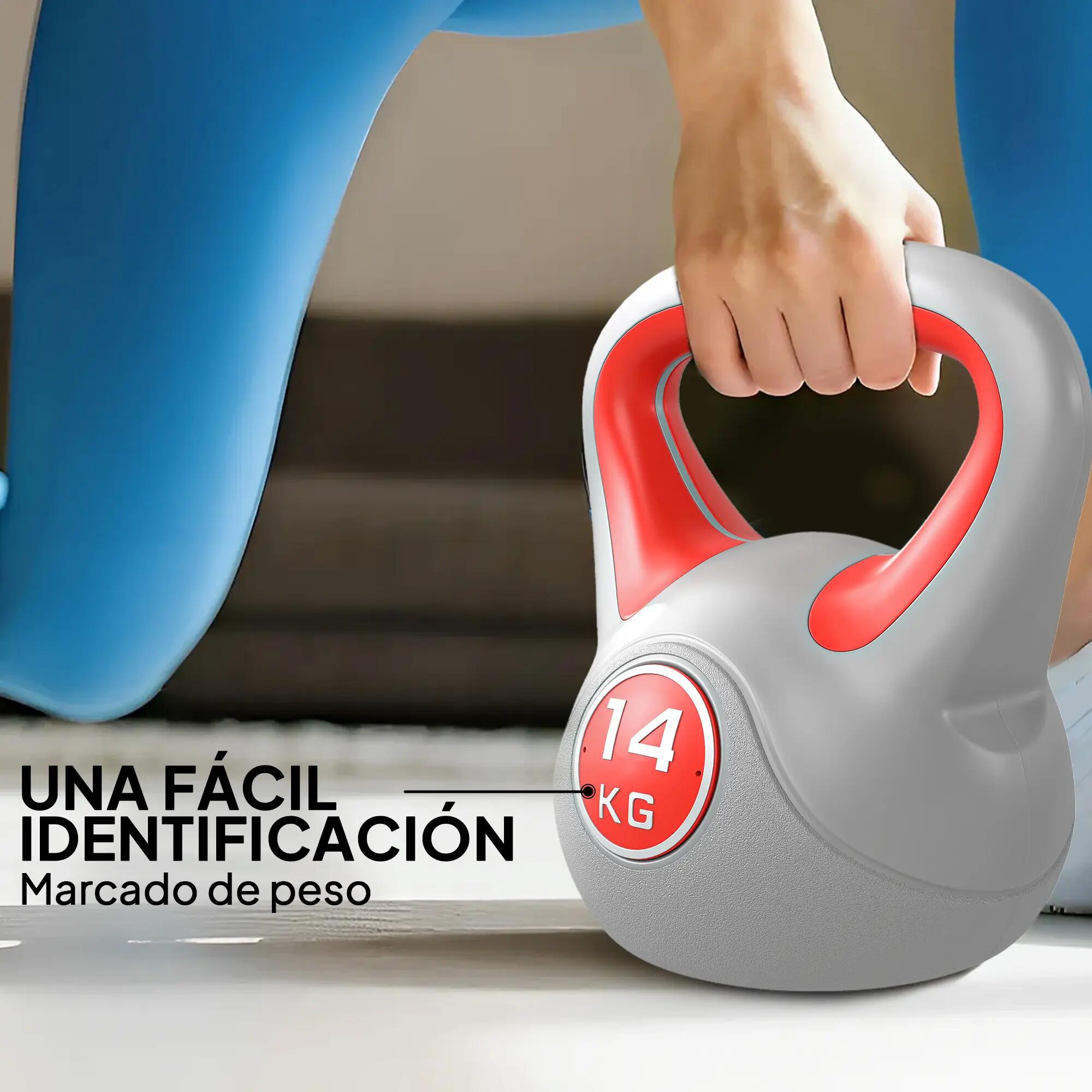 Kettlebell 14 kg, revêtement PU et remplissage de sable pour musculation, 26 x 1 7/9