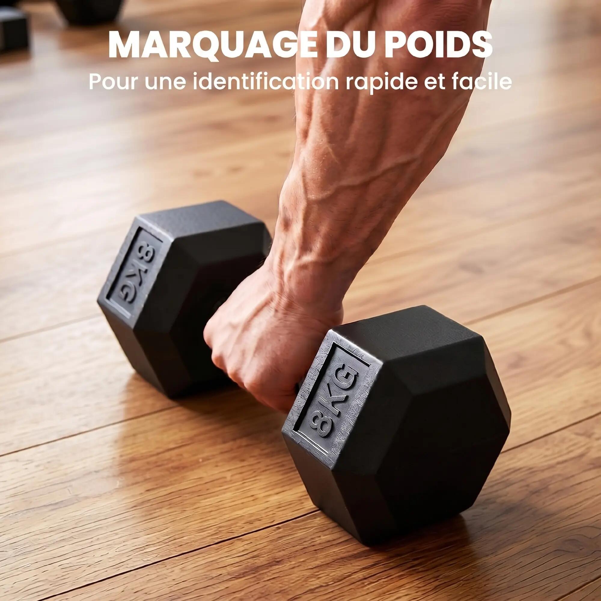 Ensemble d'haltères courtes hexagonaux total 16 Kg - entraînement musculaire & h 9/9