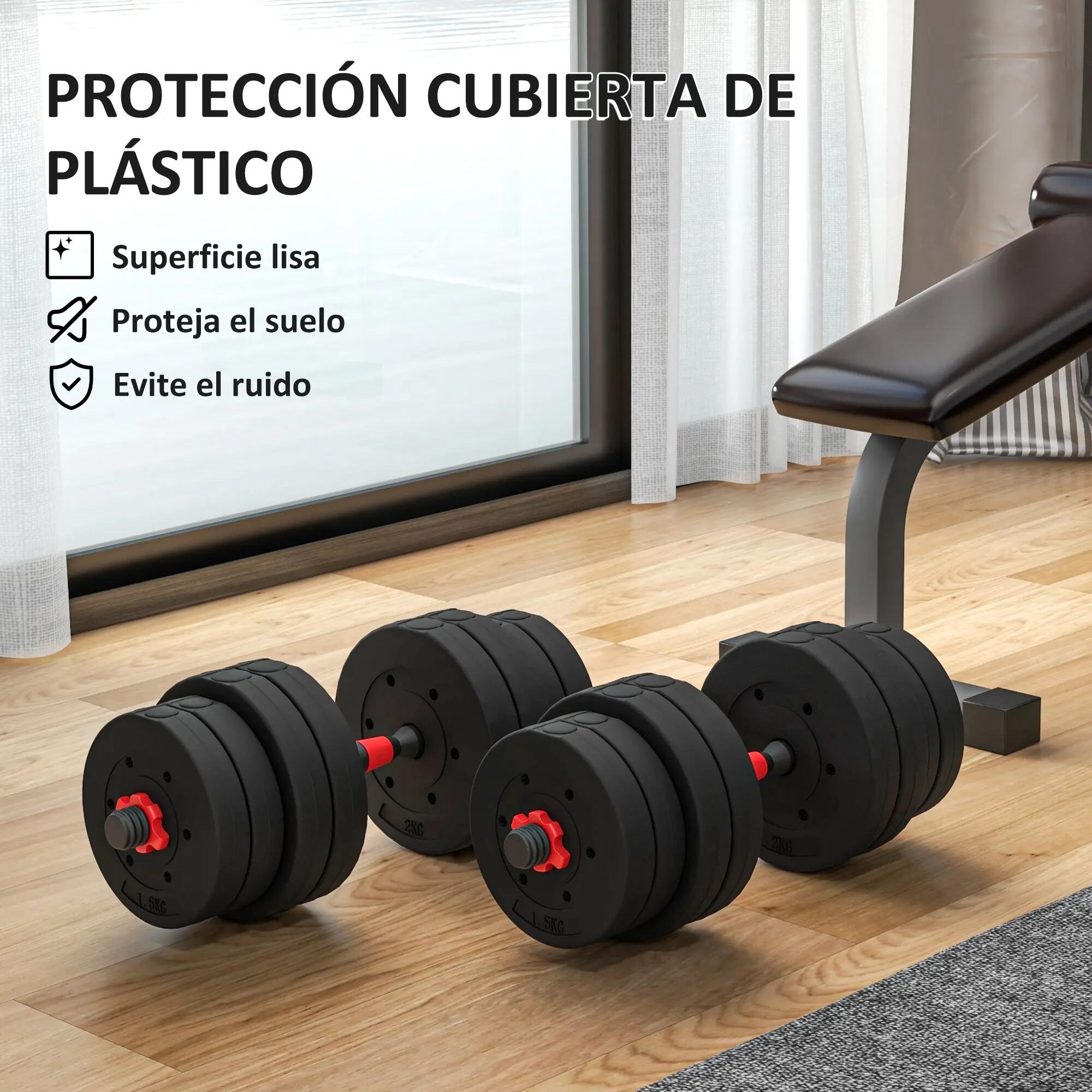 Haltères réglables 2 en 1 de 30 kg avec barres de connexion et poignées antidéra 9/9