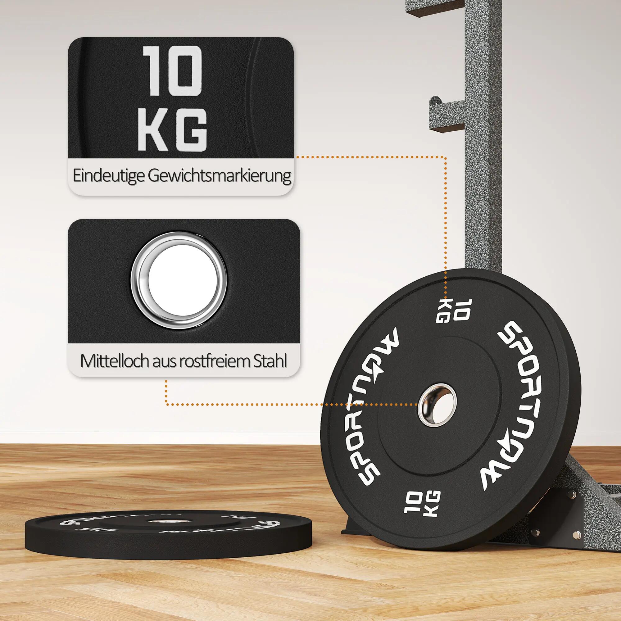 Jeu de disques de musculation, 2 x 10 kg, standard olympique, en caoutchouc, sil 8/9