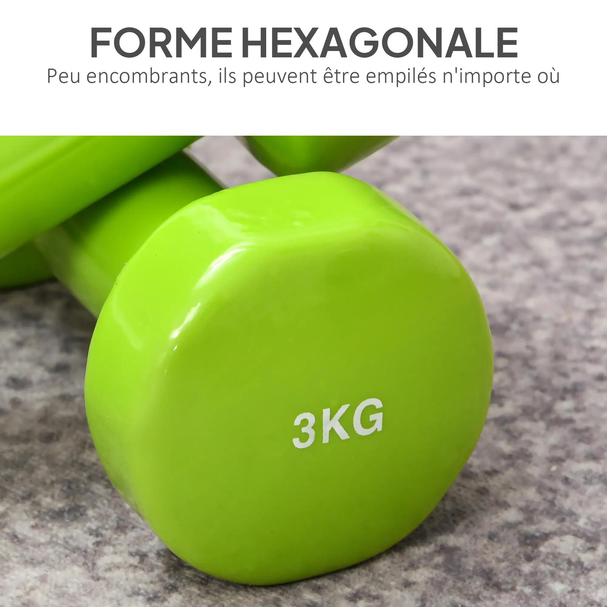 Ensemble d'haltères hexagonaux total 20 kg lot de 8 haltères courts de gym avec 8/9