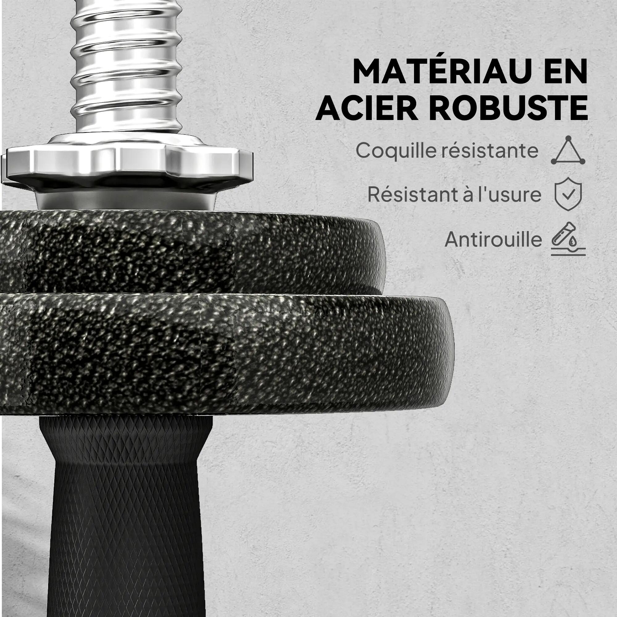 Ensemble d'haltères 2-en-1 20kg poids réglable kit haltères musculation barre d' 8/9