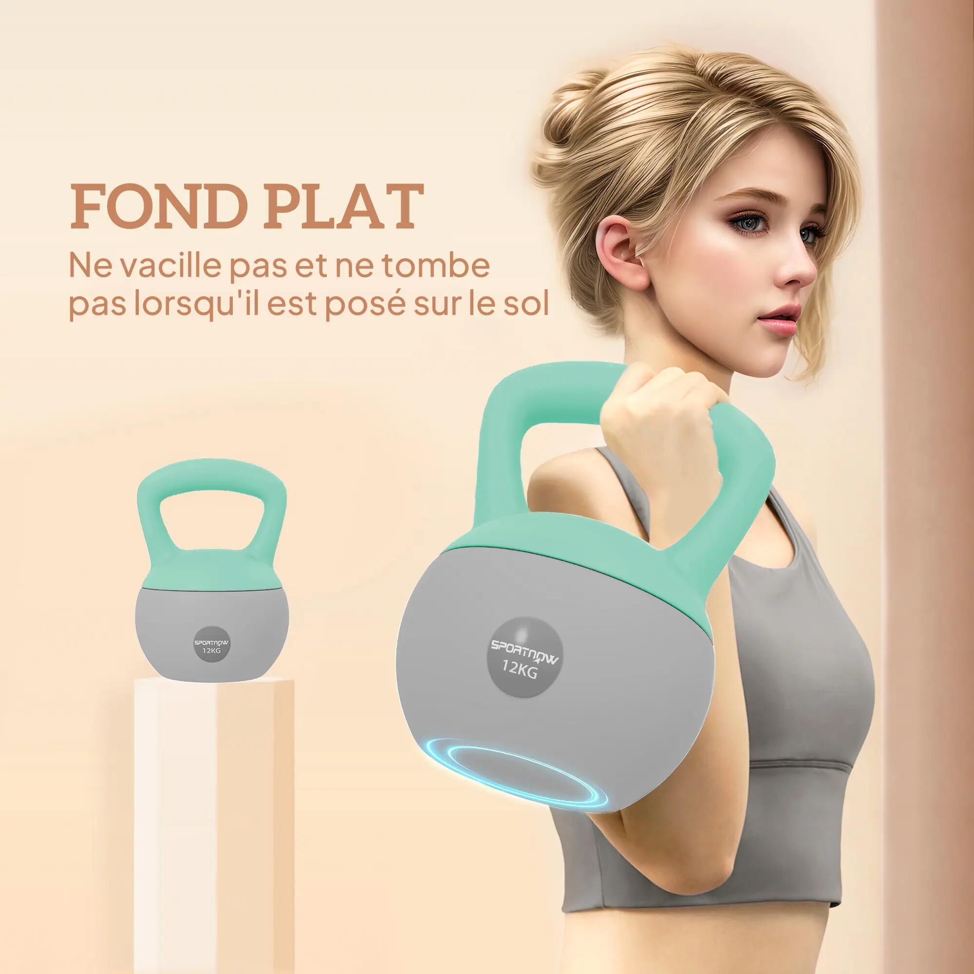 Kettlebell 12 kg haltère avec poignée antidérapante pour fitness musculation car 8/9