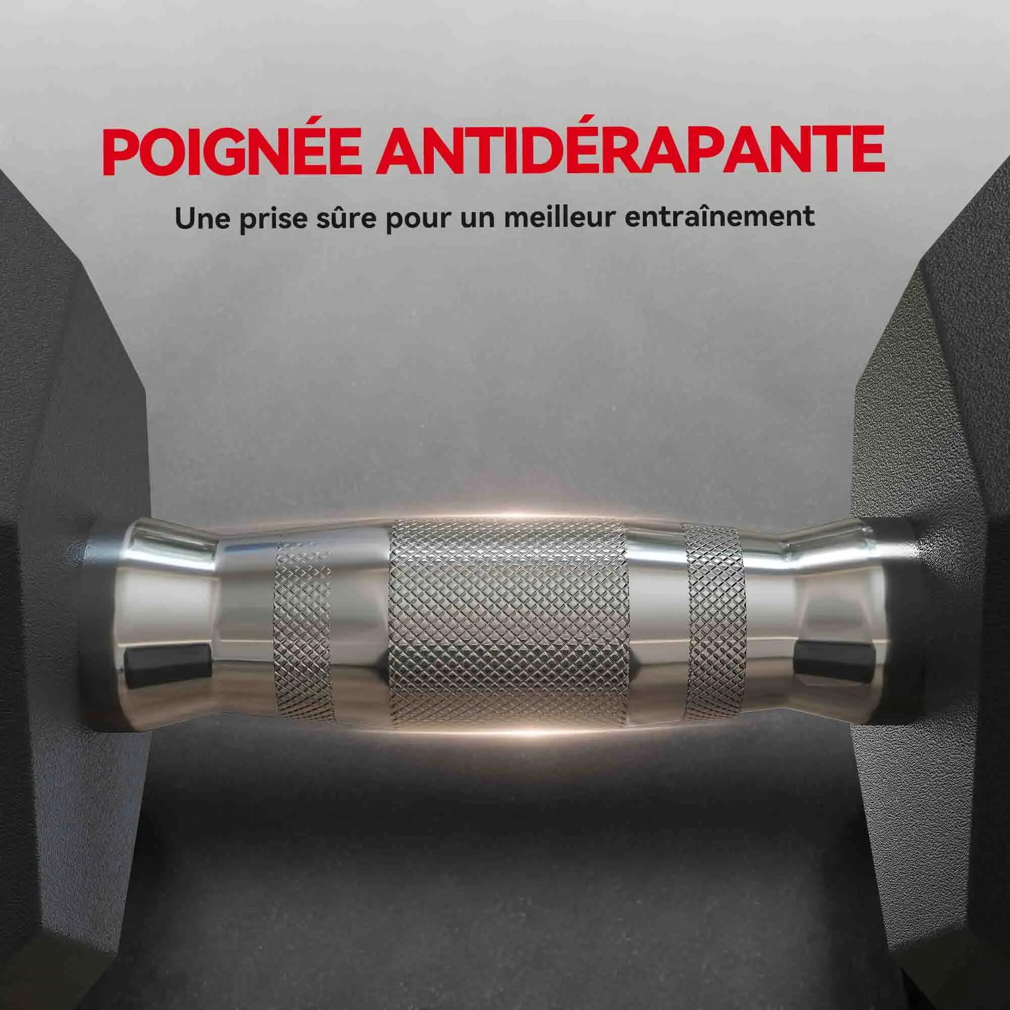 Ensemble d'haltères courtes, lot de 2 haltères hexagonaux recouverts de caoutcho 6/9