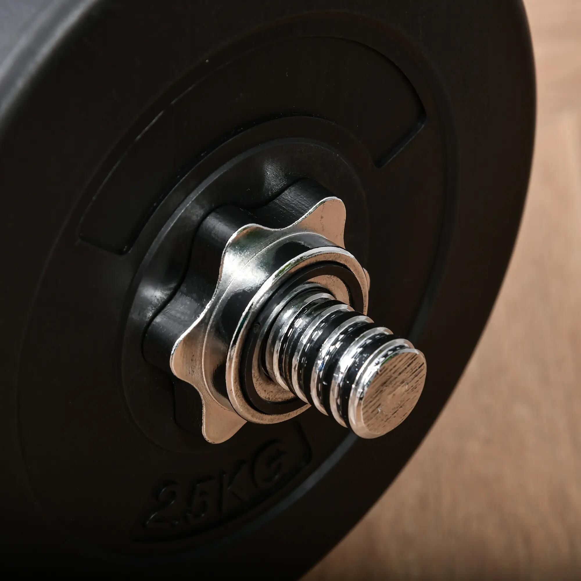 Barre et disque de 70 kg avec poignée antidérapante, acier et plastique, noir 9/9