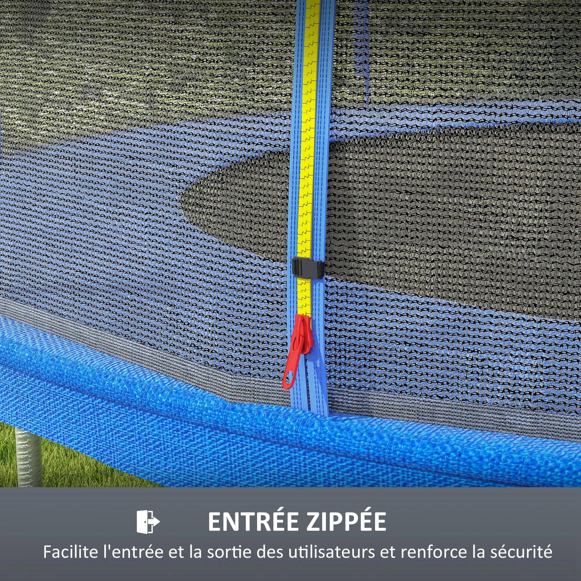 Filet de sécurité trampoline porte zipée Ø 366 cm 8 poteaux 4/5