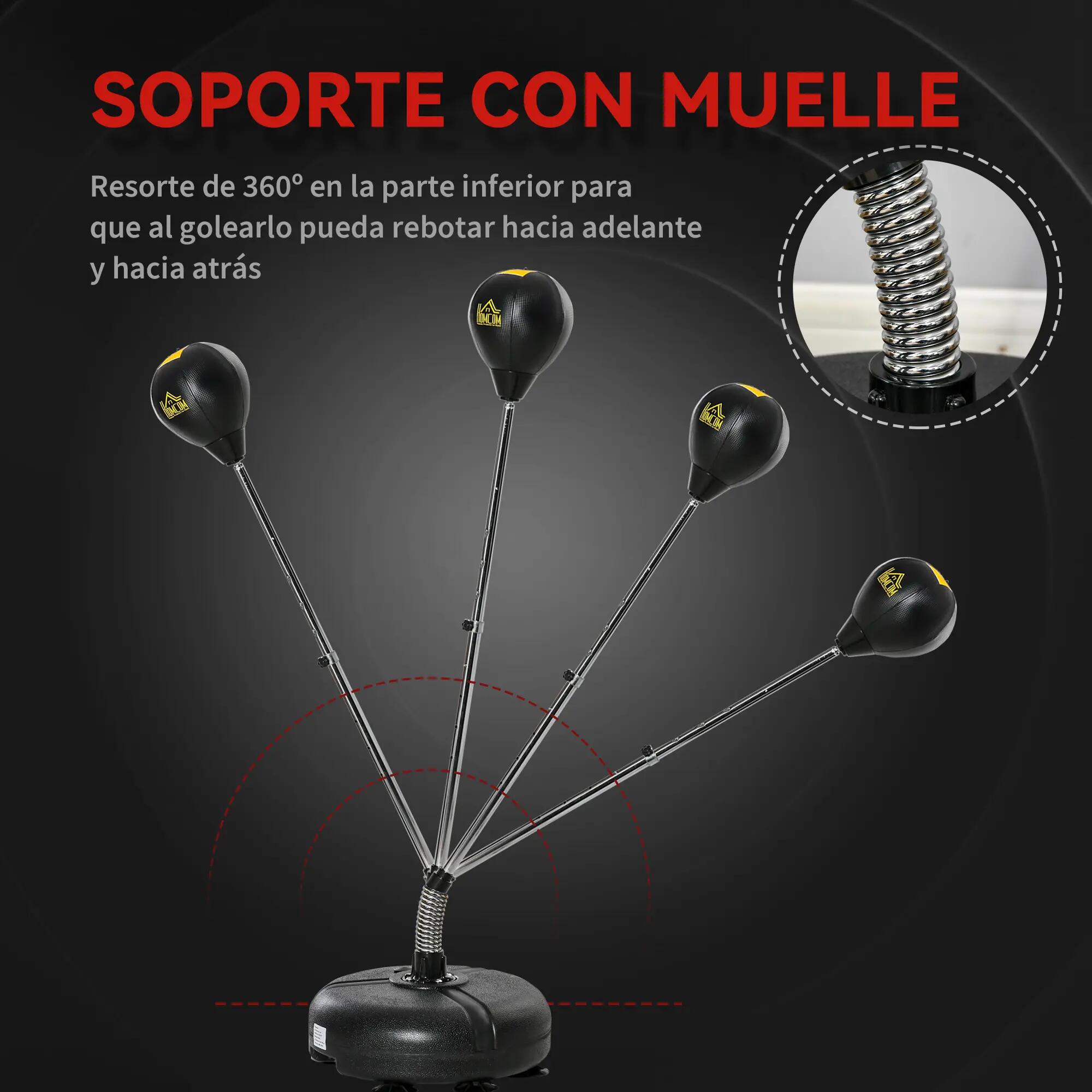 Sac de frappe autoportant à 4 hauteurs réglables, base lestable, gants et gonfle 8/9