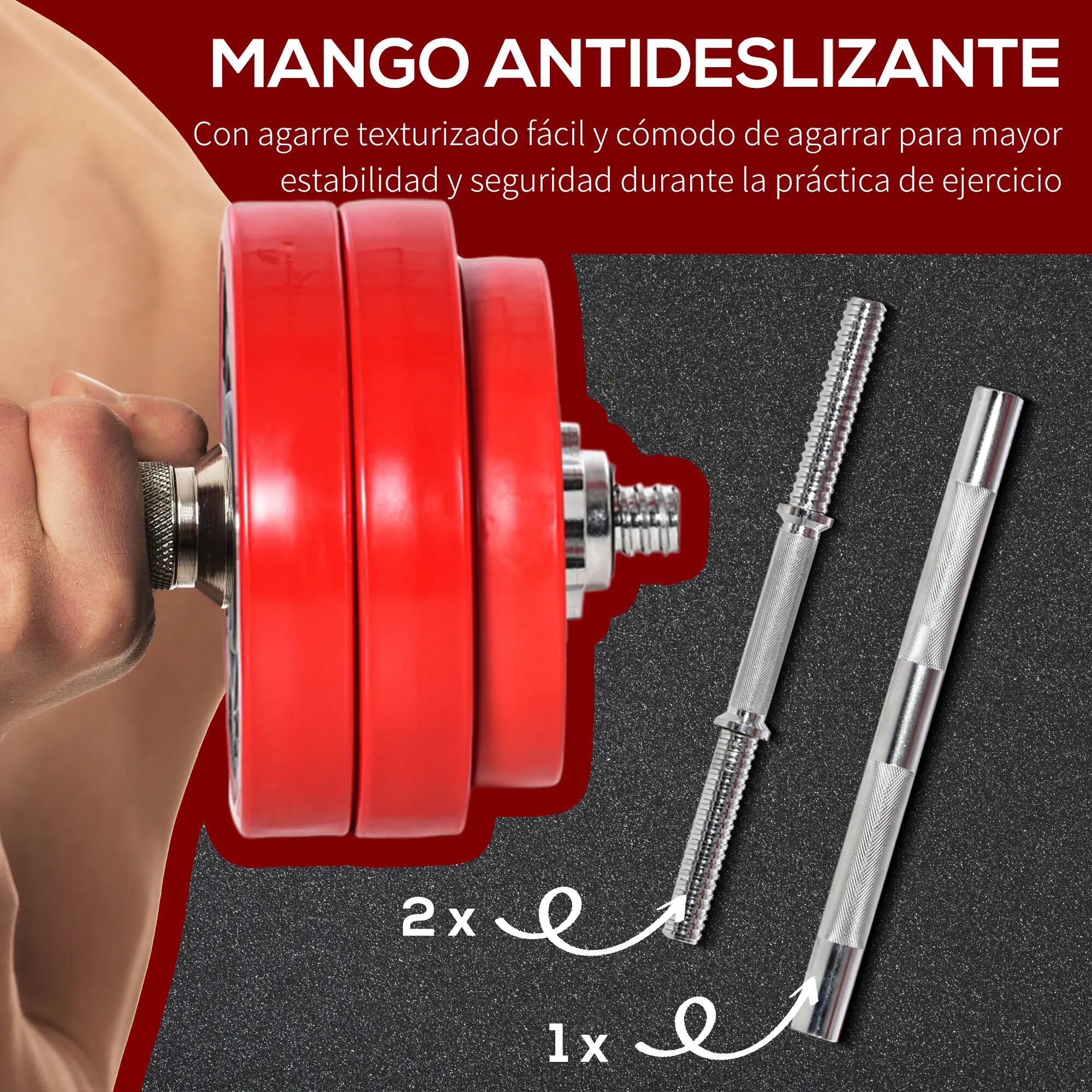 Haltères réglables 2 en 1 de 30 kg avec 12 disques, 2 barres et manivelle réglab 9/9