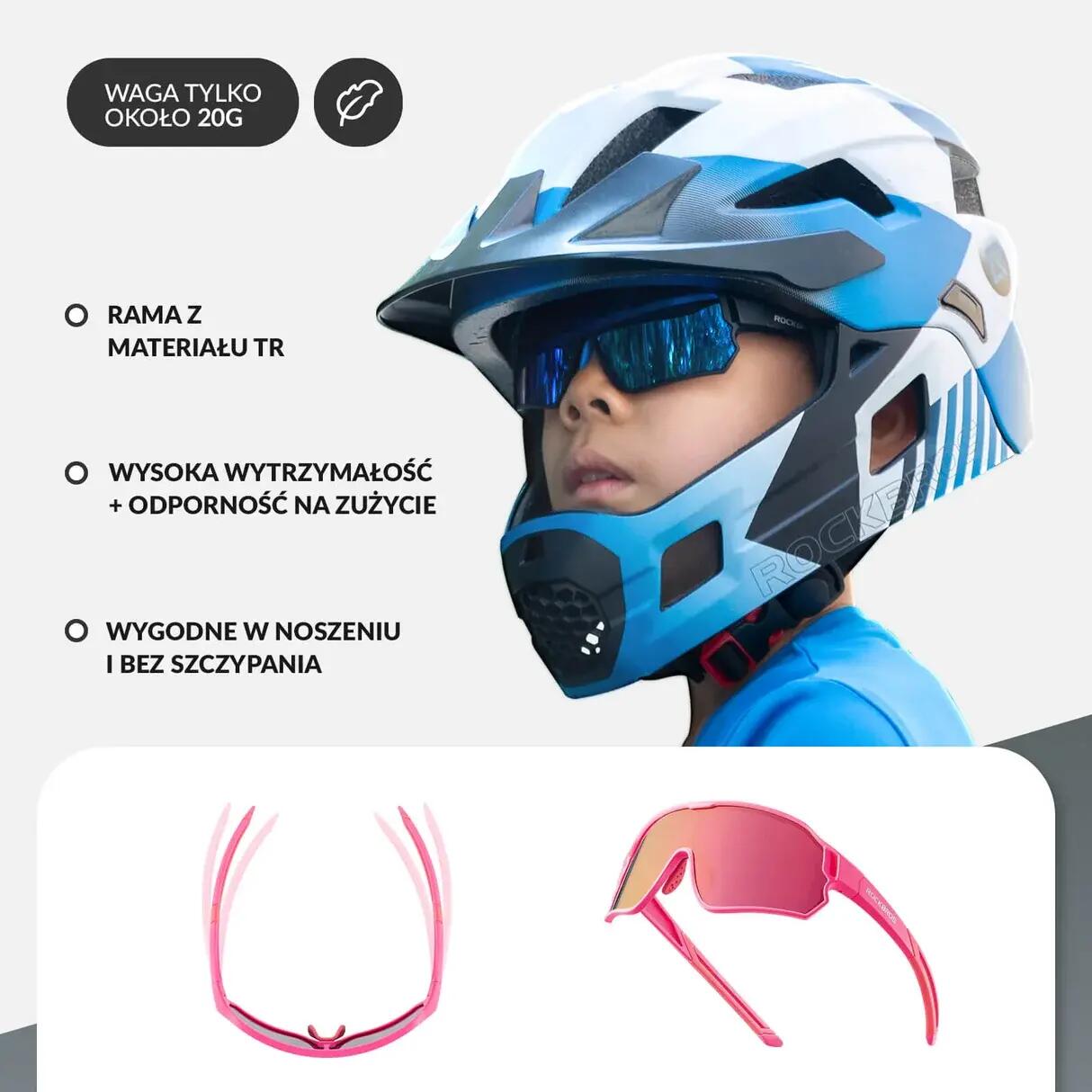 Dziecięce Okulary Rowerowe Polaryzacyjne - ROCKBROS 14110009004 różowe 2/3