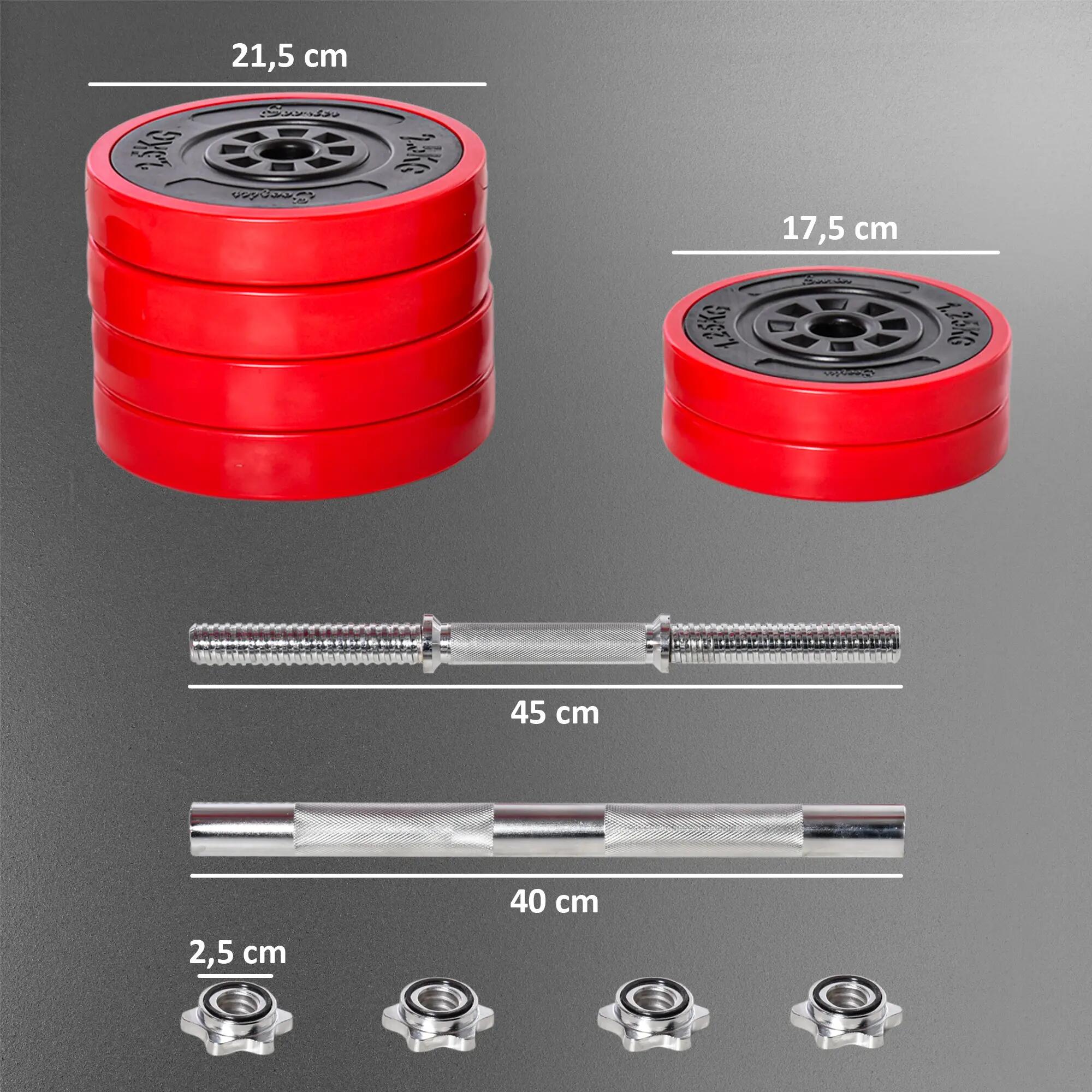 Haltères réglables 2 en 1 de 30 kg avec 12 disques, 2 barres et manivelle réglab 5/9