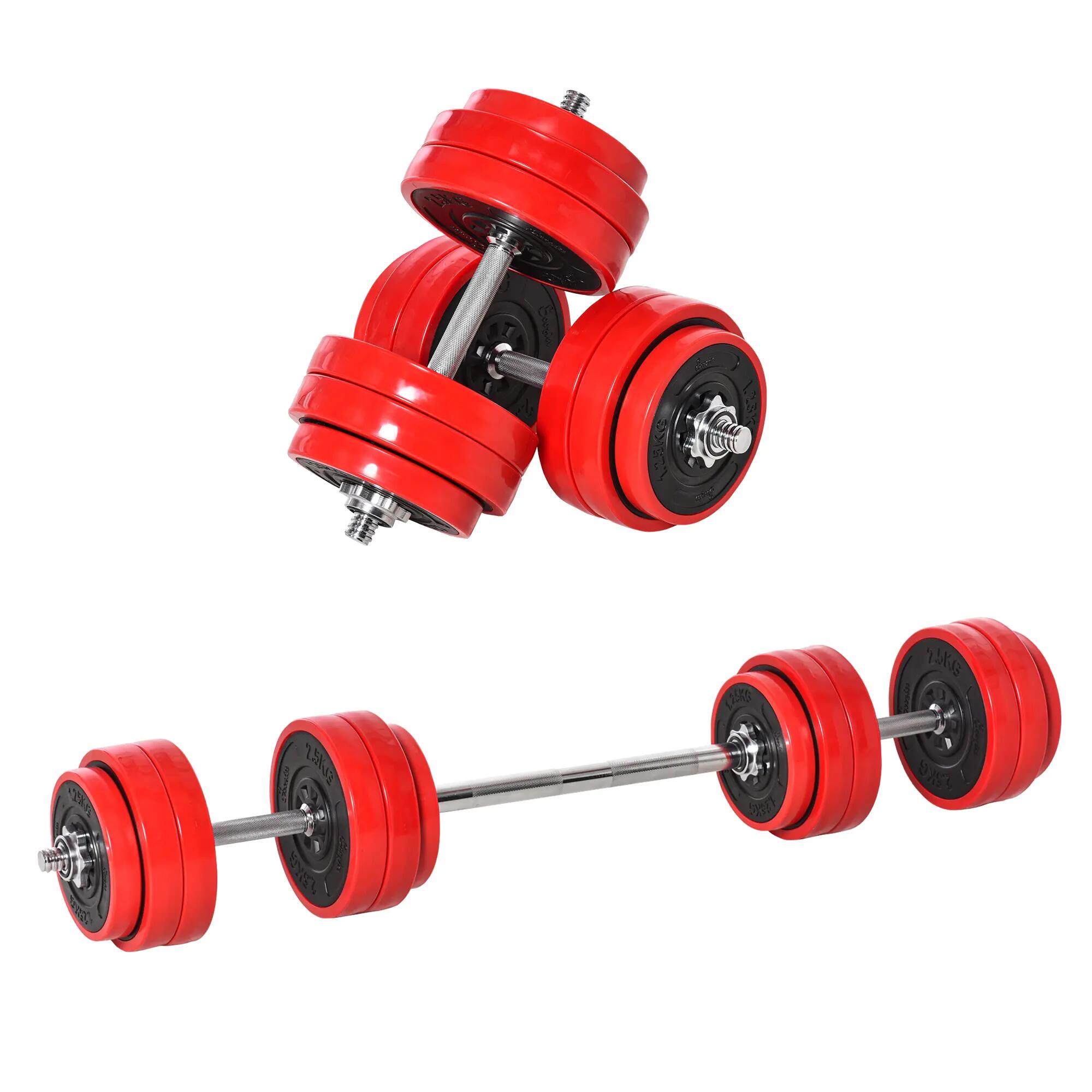 Haltères réglables 2 en 1 de 30 kg avec 12 disques, 2 barres et manivelle réglab 2/9