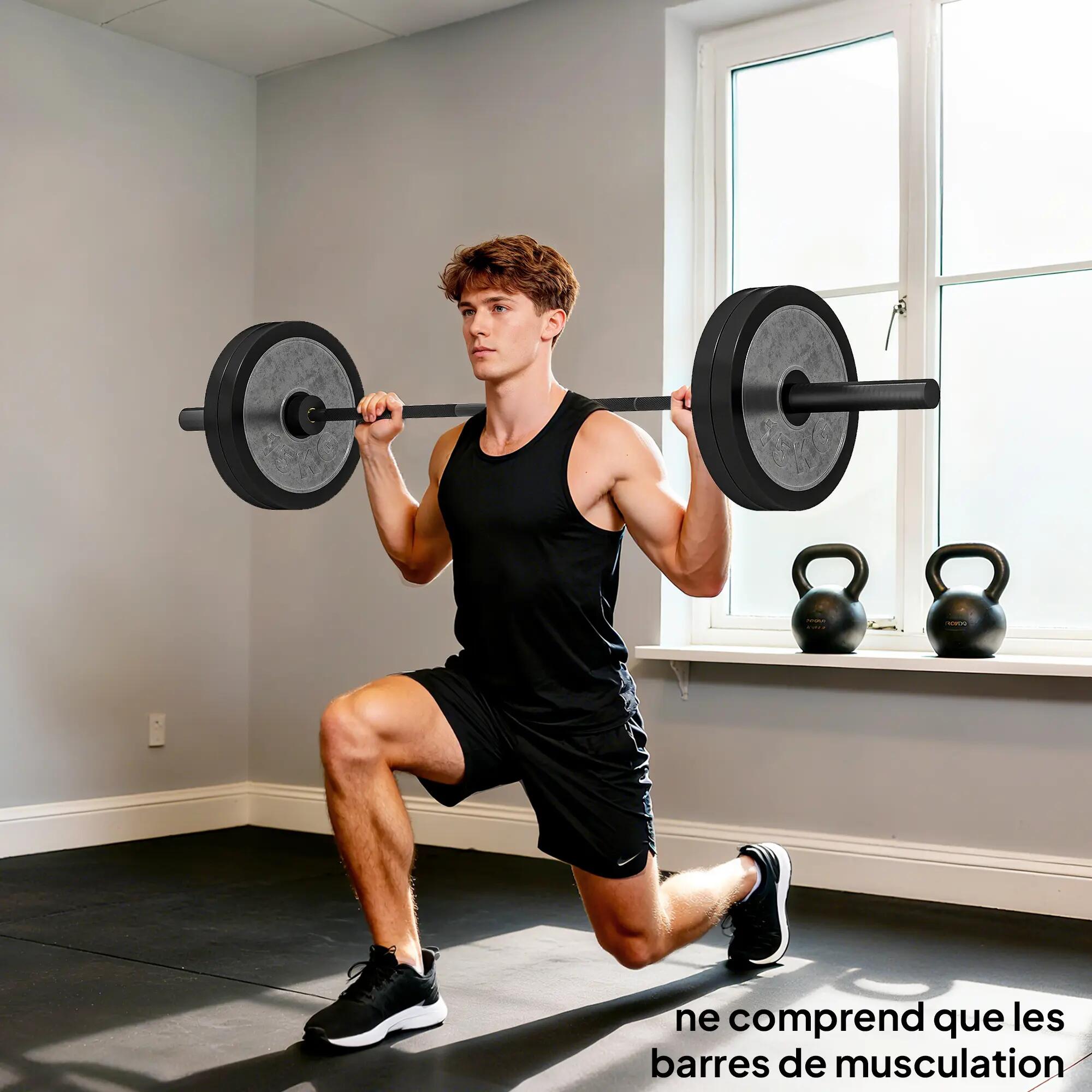 Barre olympique 200Kg 1,8m dia.5cm butées noir 2/5