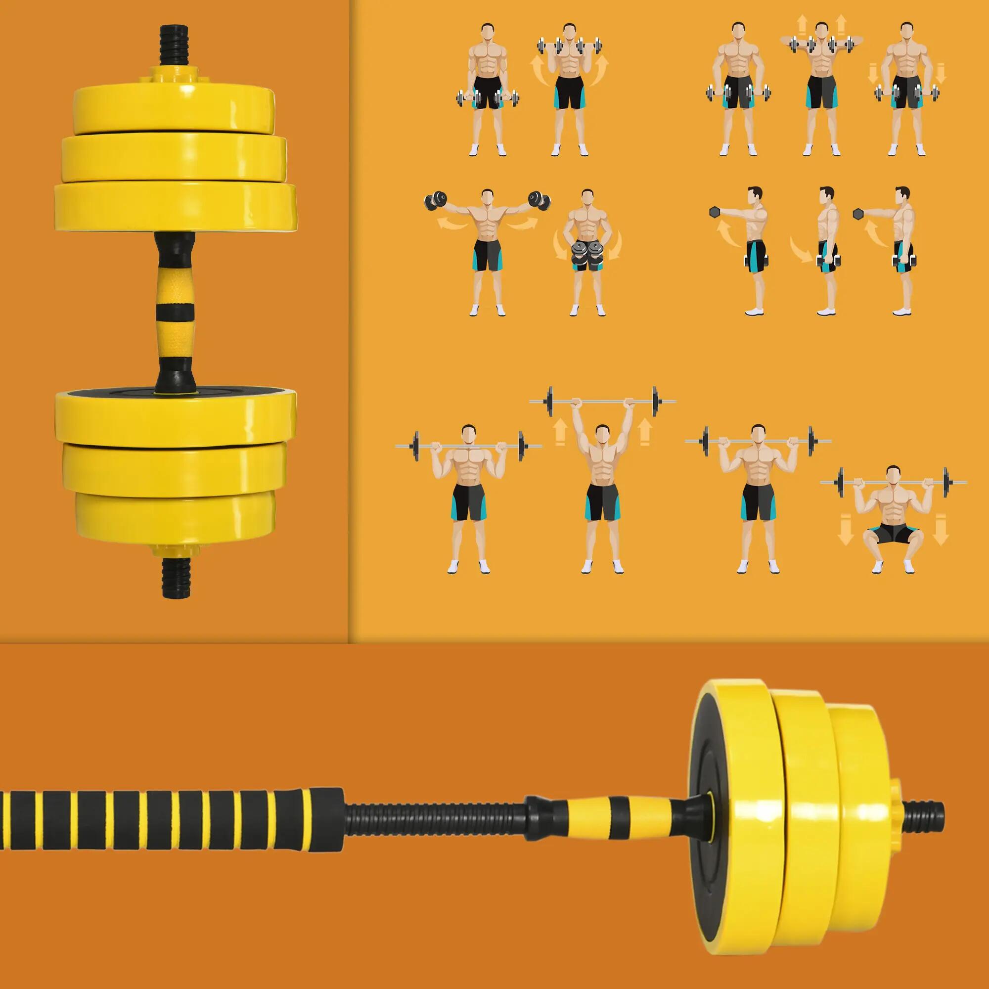 Haltères et barre de 25 kg, kit d'haltères ergonomique 3 en 1 réglable, 12 disqu 9/9
